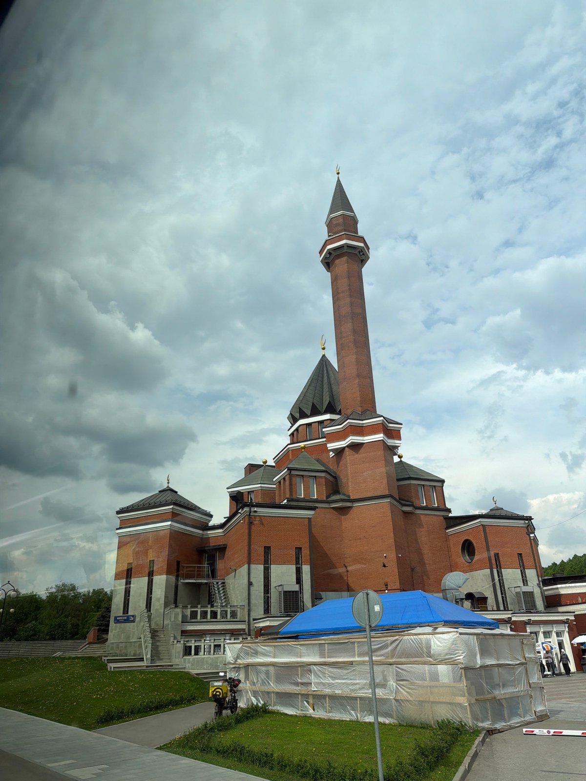 Moscow Cathedral Mosque observed with scaffolding in central Moscow