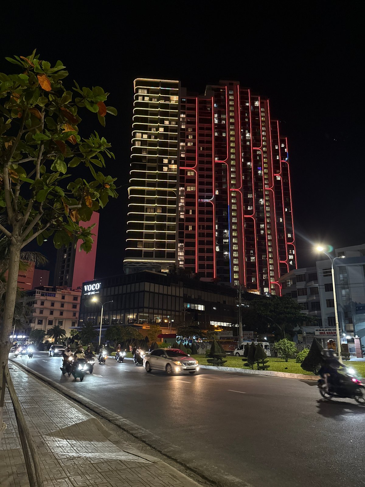 Nha Trang night: glowing architecture, outdoor exercise, and sleepy cats