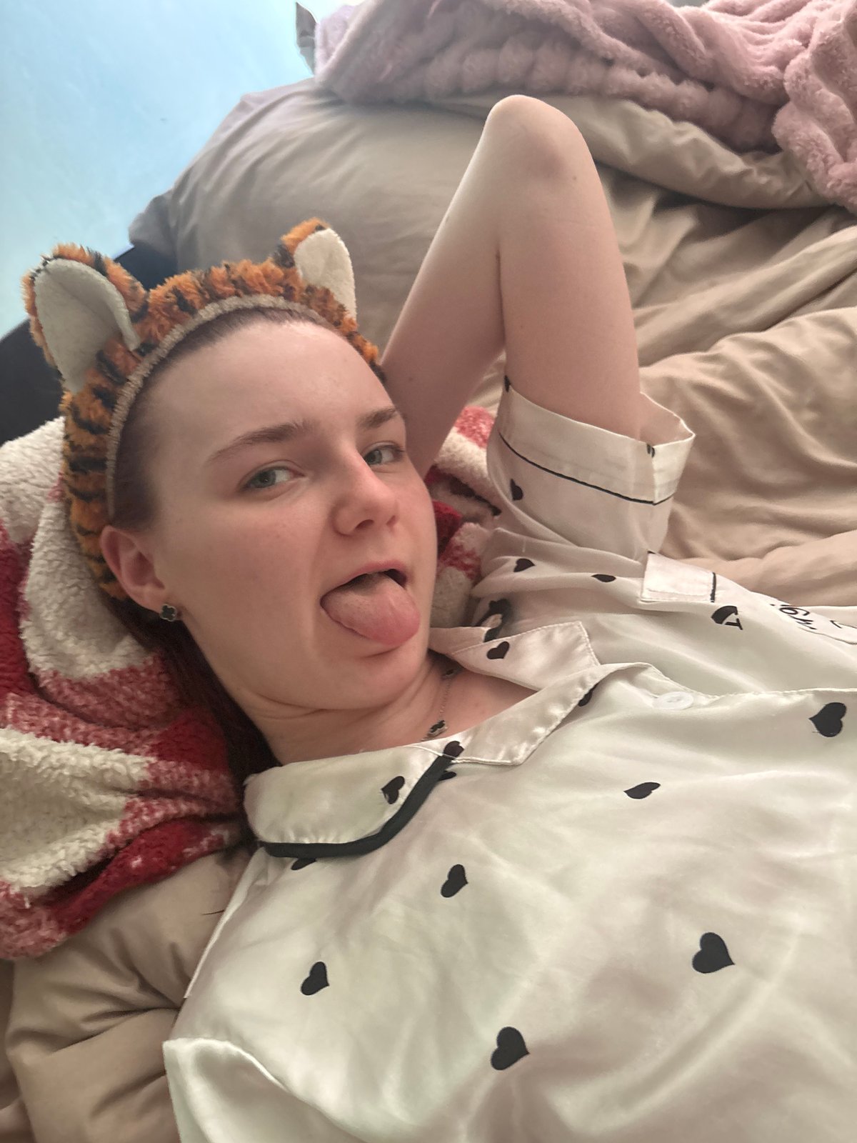 Lazy afternoon in bed, Sinyavino — pajamas and tiger ears
