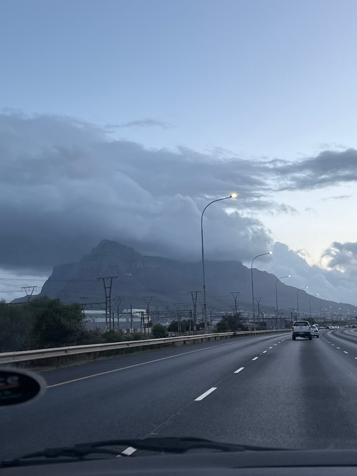 Cloudy conditions obscure Table Mountain over Milnerton highway