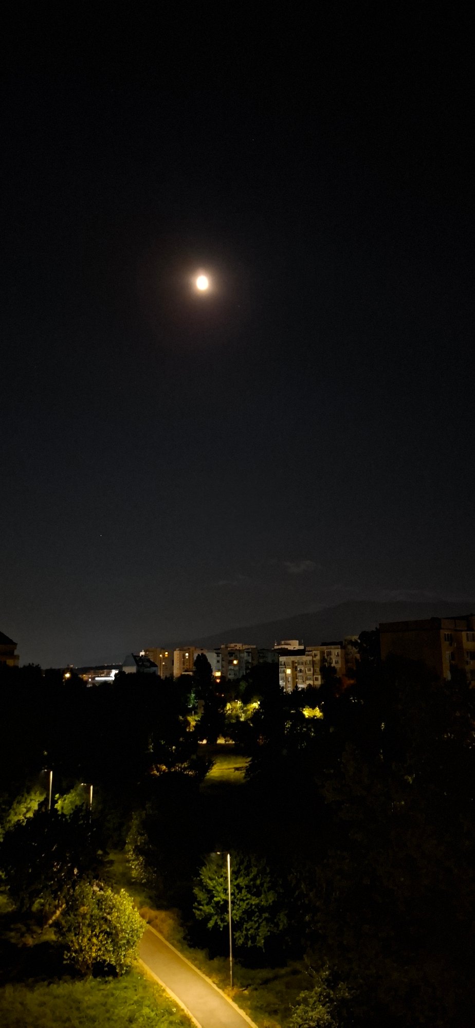 Full moon over Sofia's skyline, just after midnight