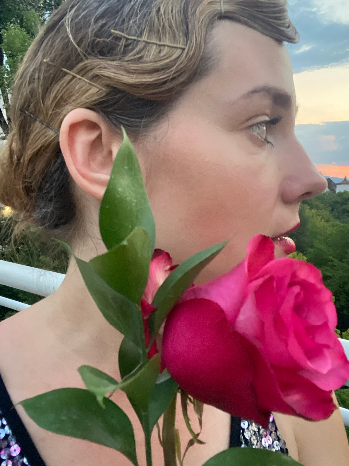 Dusk stroll around Podgorica's old town with a pink rose
