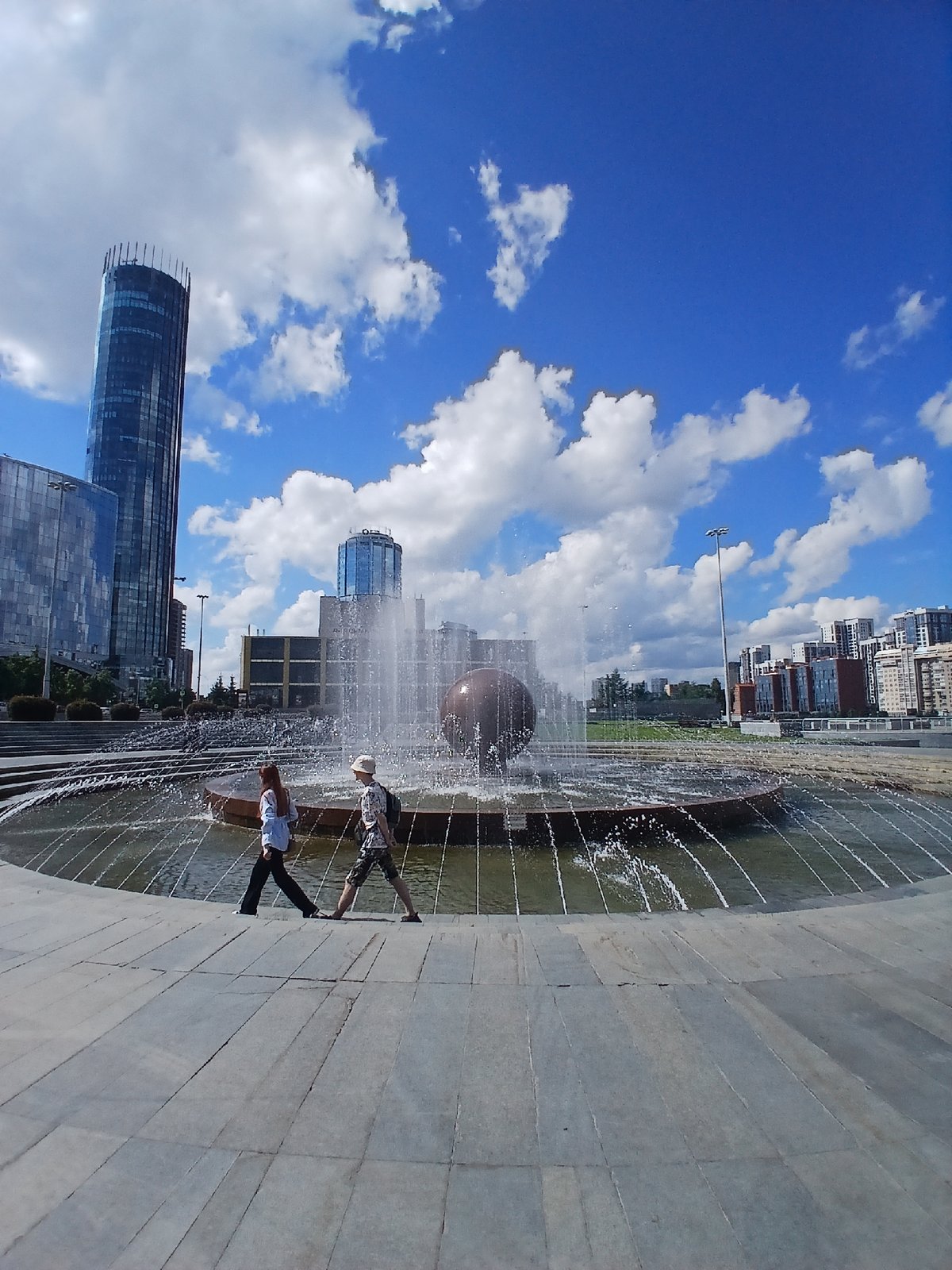 Fountain and iron gazebo in a Yekaterinburg public square