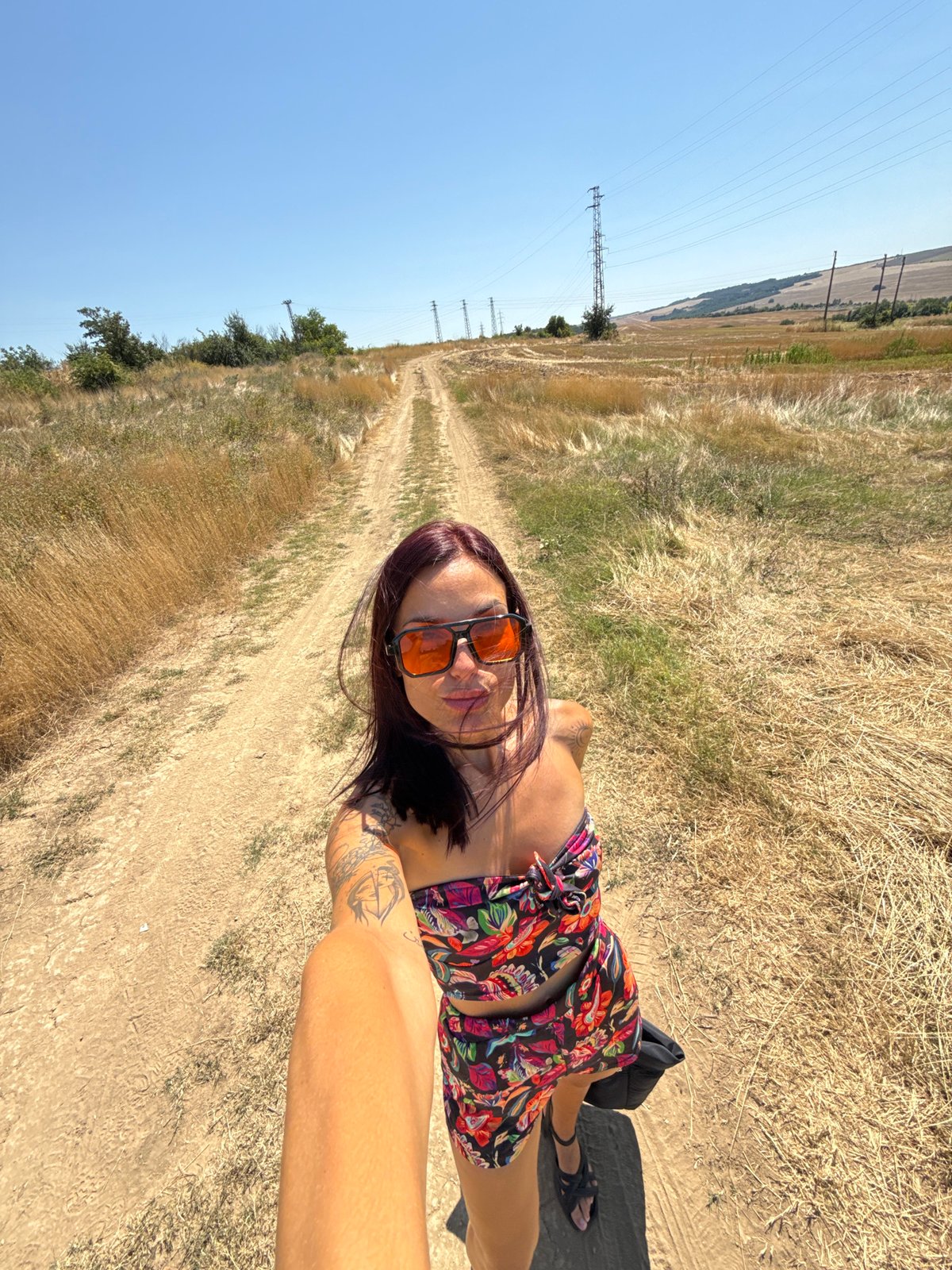 Selfie on a rural road in Pleven, Bulgaria