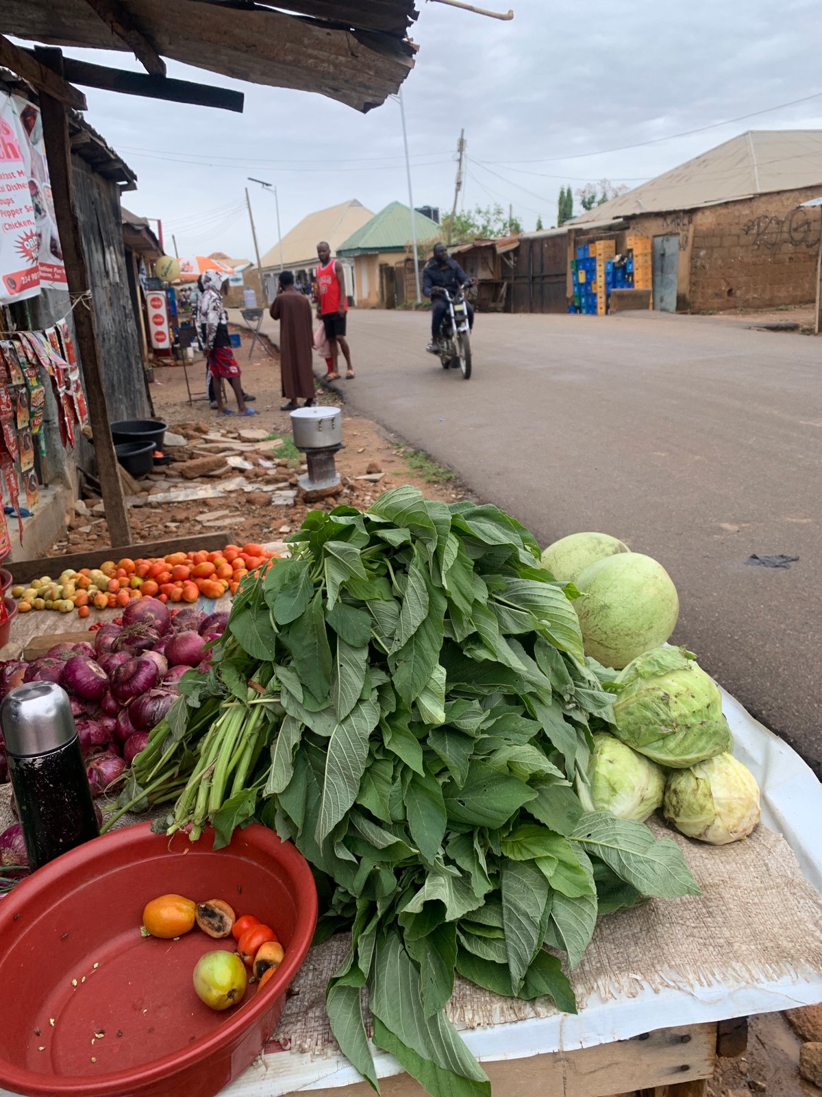 Fresh produce displayed at street market in Barakin Lerawi