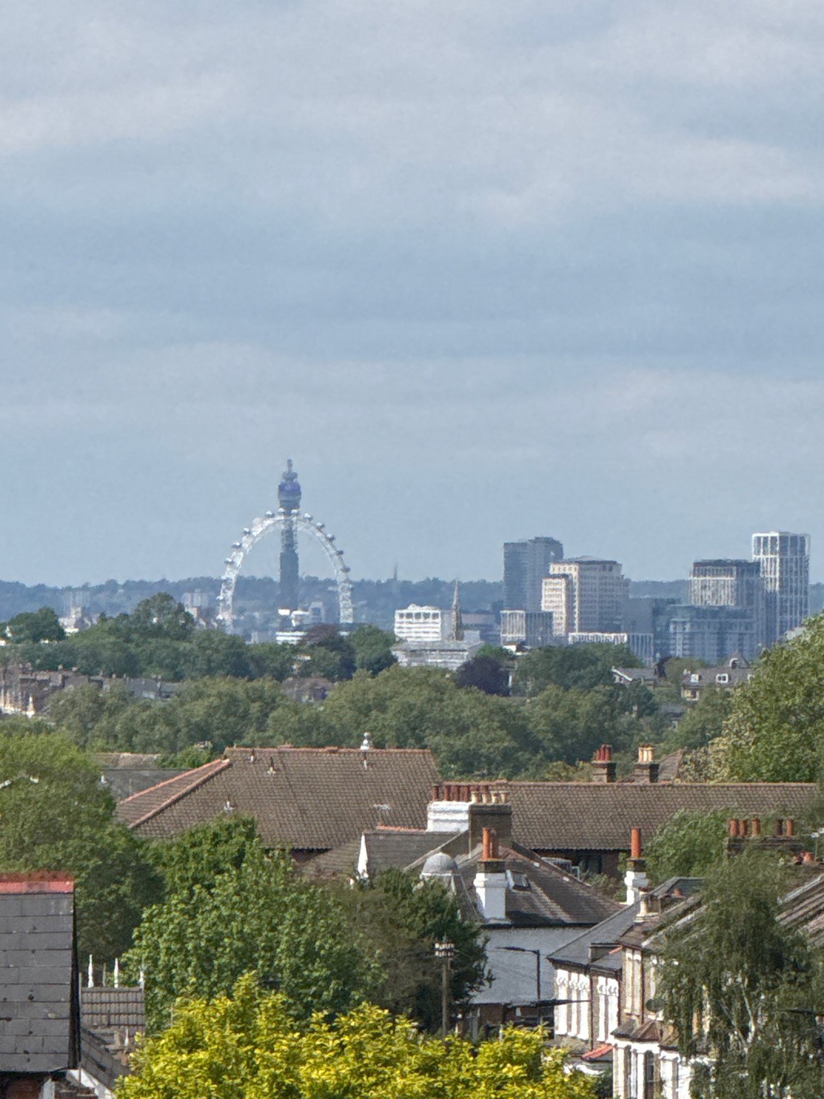 London skyline viewed from cemetery overlook during afternoon
