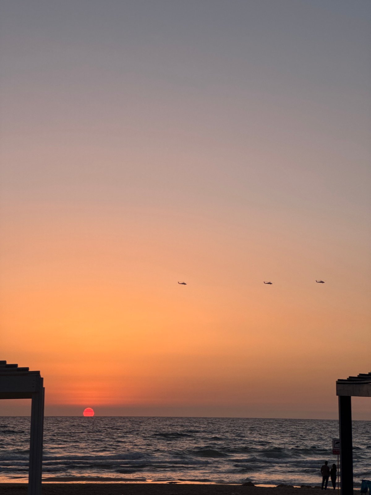 Mediterranean sunset observed from Bat Yam beachfront, April 2026