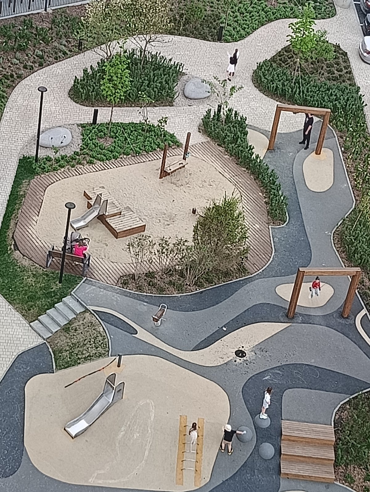 Aerial view captures multi-surface playground in Yekaterinburg, Russia