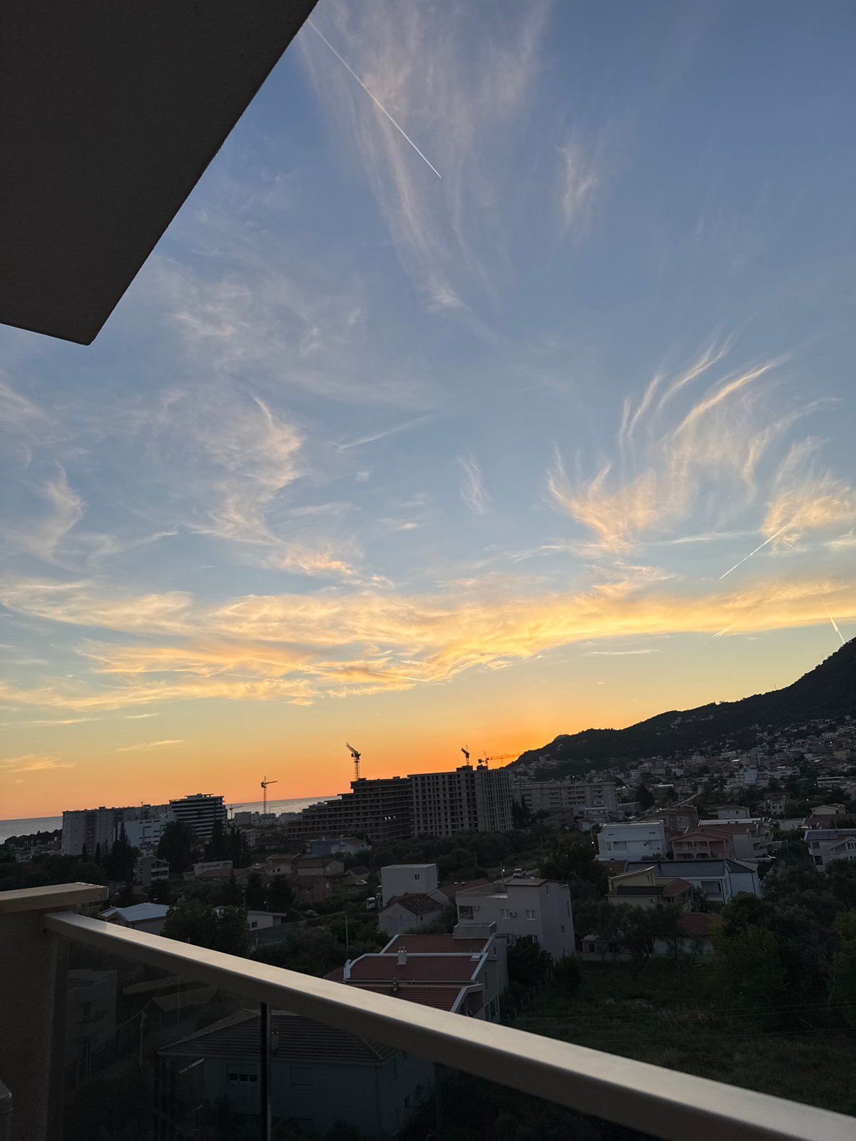 Sunset views across Šušanj Montenegro from multiple balcony perspectives