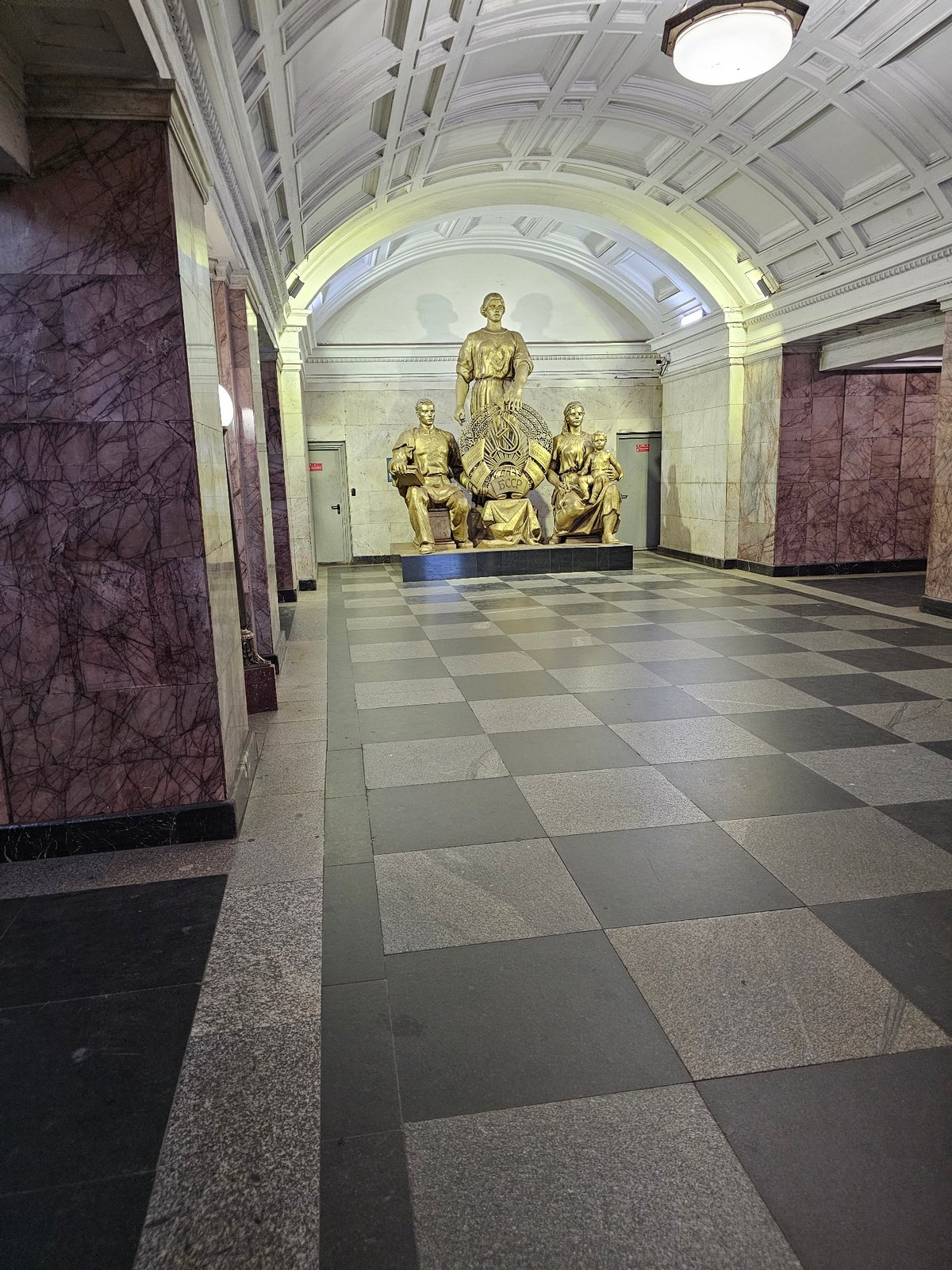Morning commuters navigate ornate Moscow Metro stations