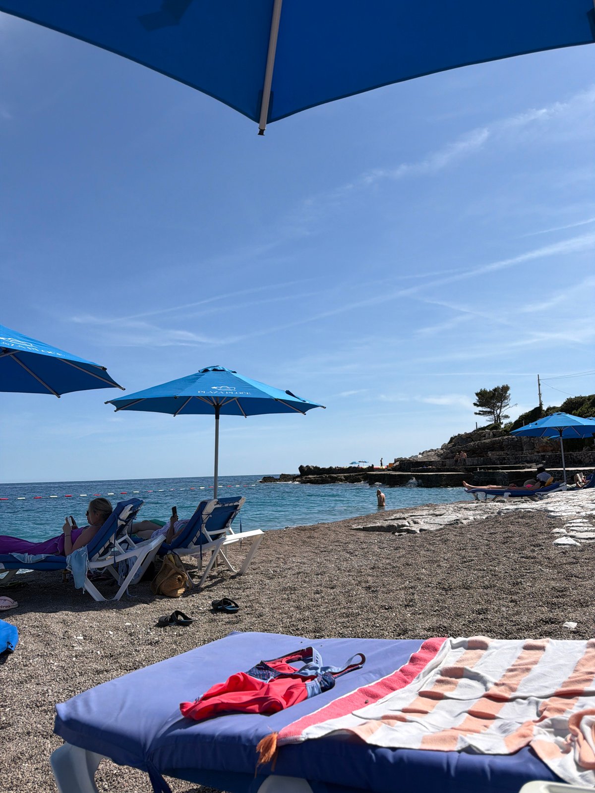 Afternoon beach relaxation documented at Prijevor, Montenegro plaza