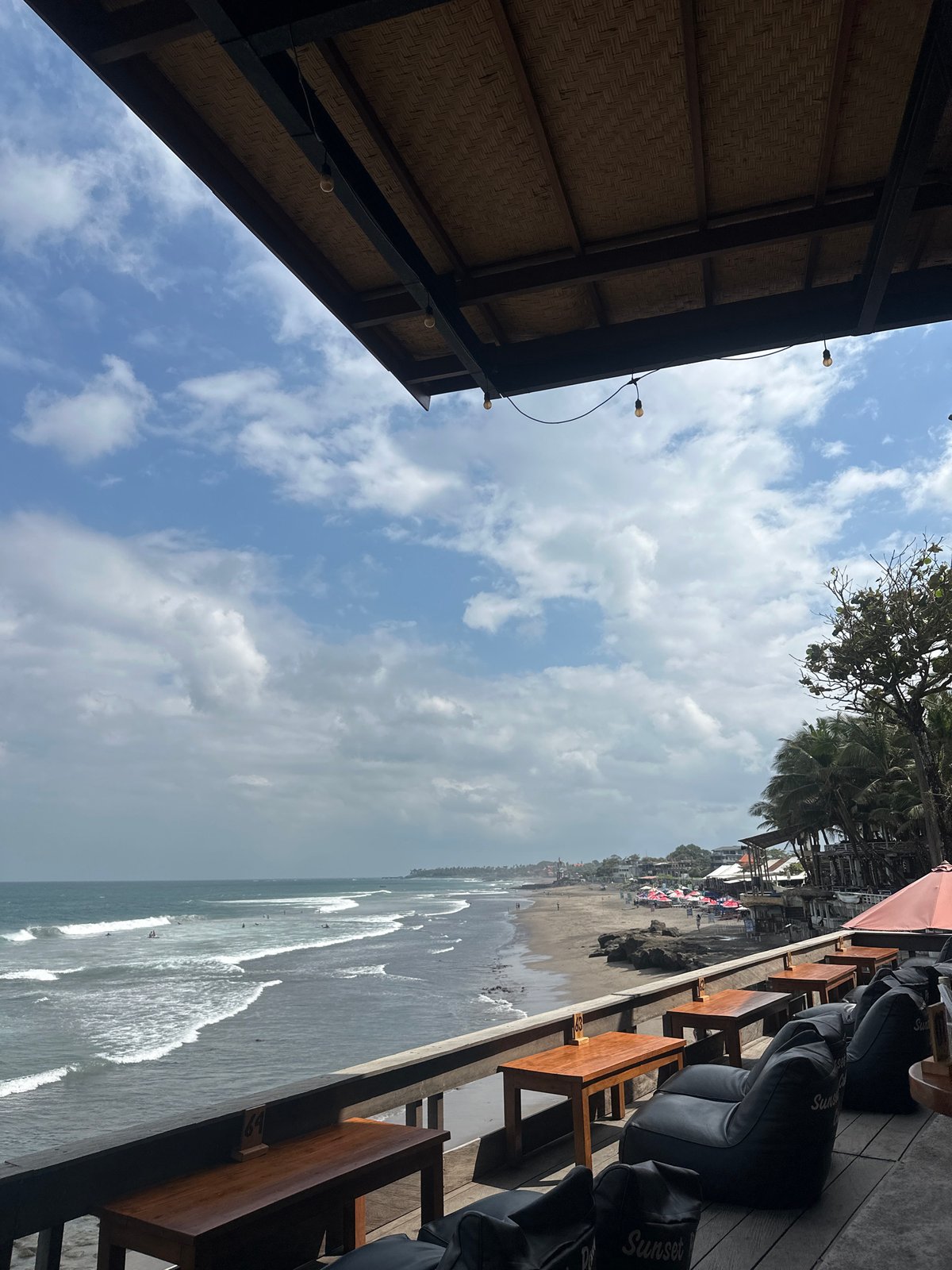 Lazy morning at Sunset Point Cafe, North Kuta beachfront