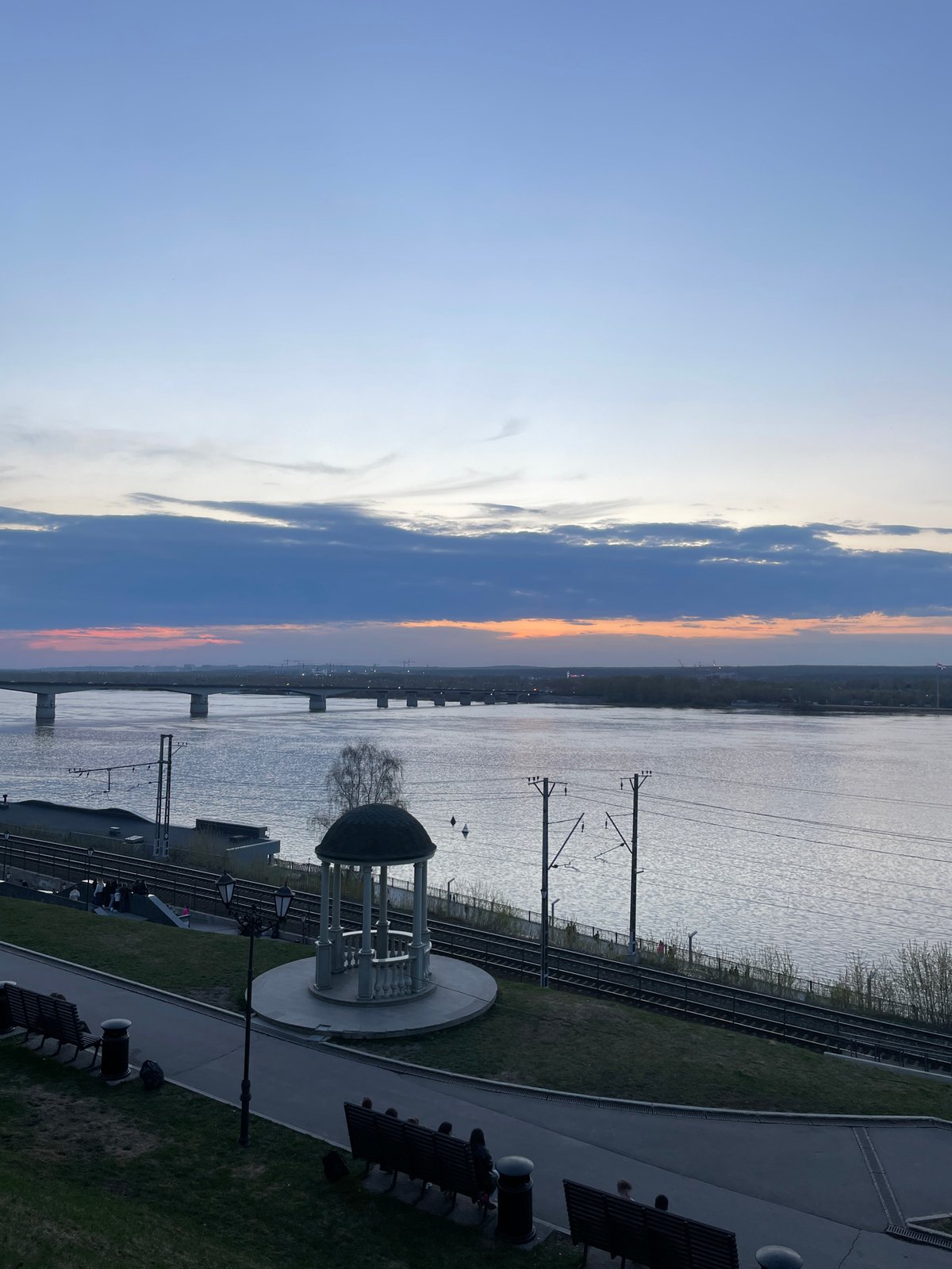 Dusk waterfront views captured along Kama River in Perm