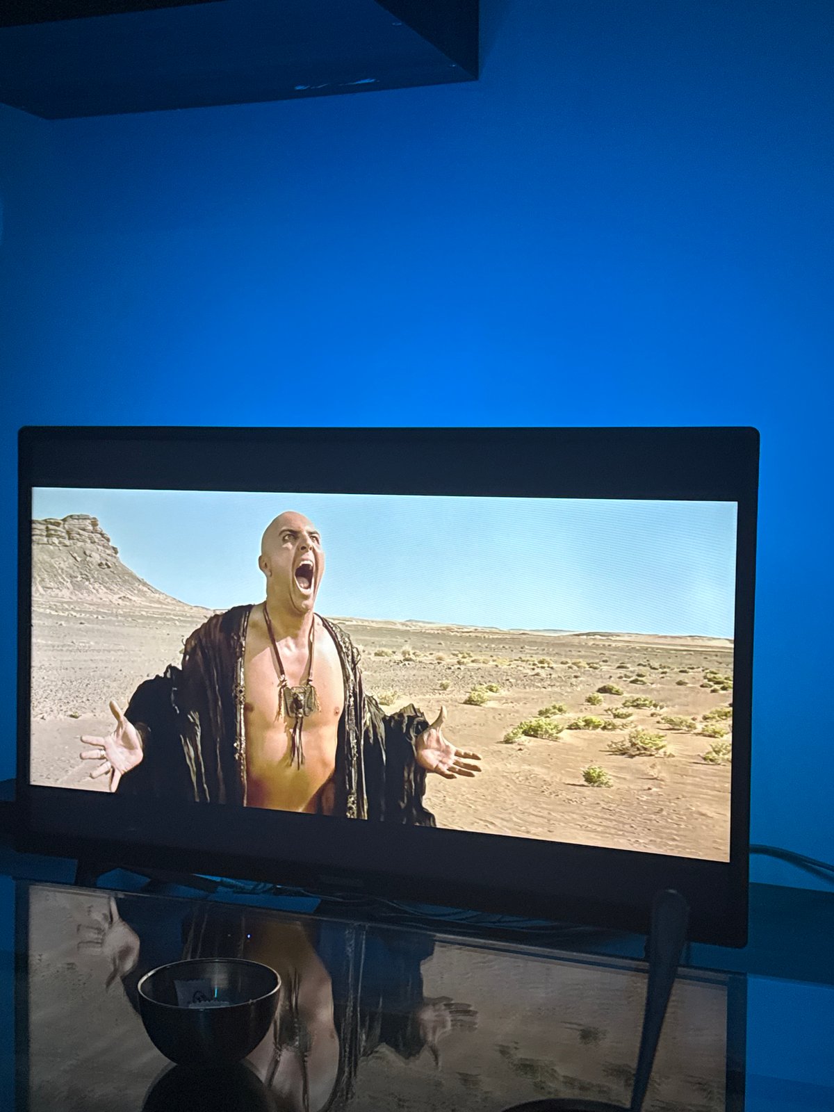 TV in Sofia displays scene from 'The Mummy Returns'