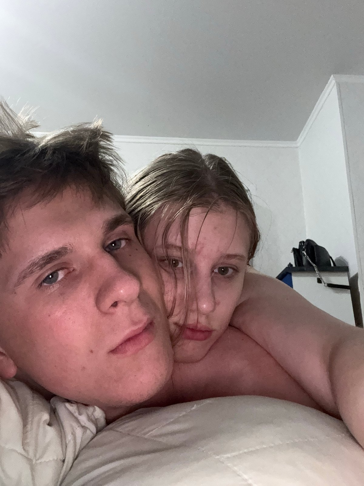 Playful bedroom selfies shared between two people in Tiraspol