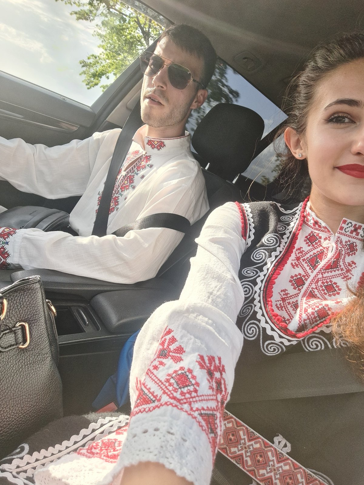 Traditional embroidered clothing observed in Bulgarian village