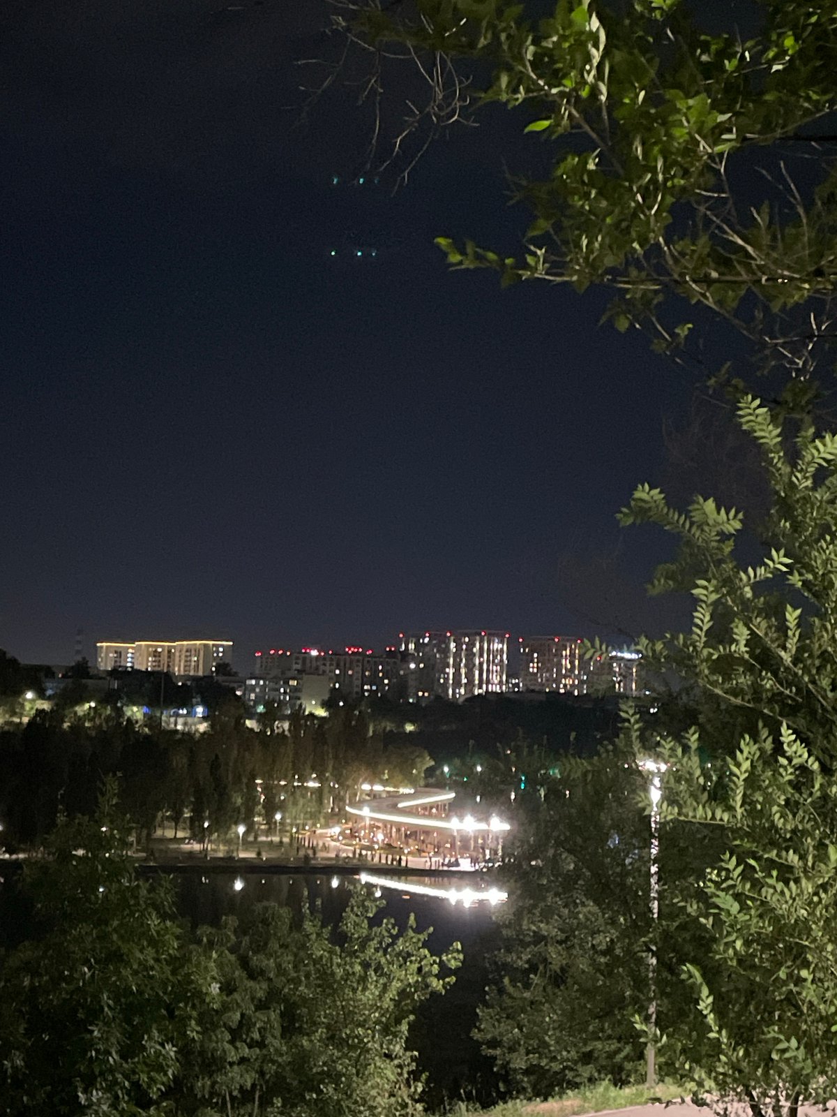 Night tour of a modern residential district in Almaty