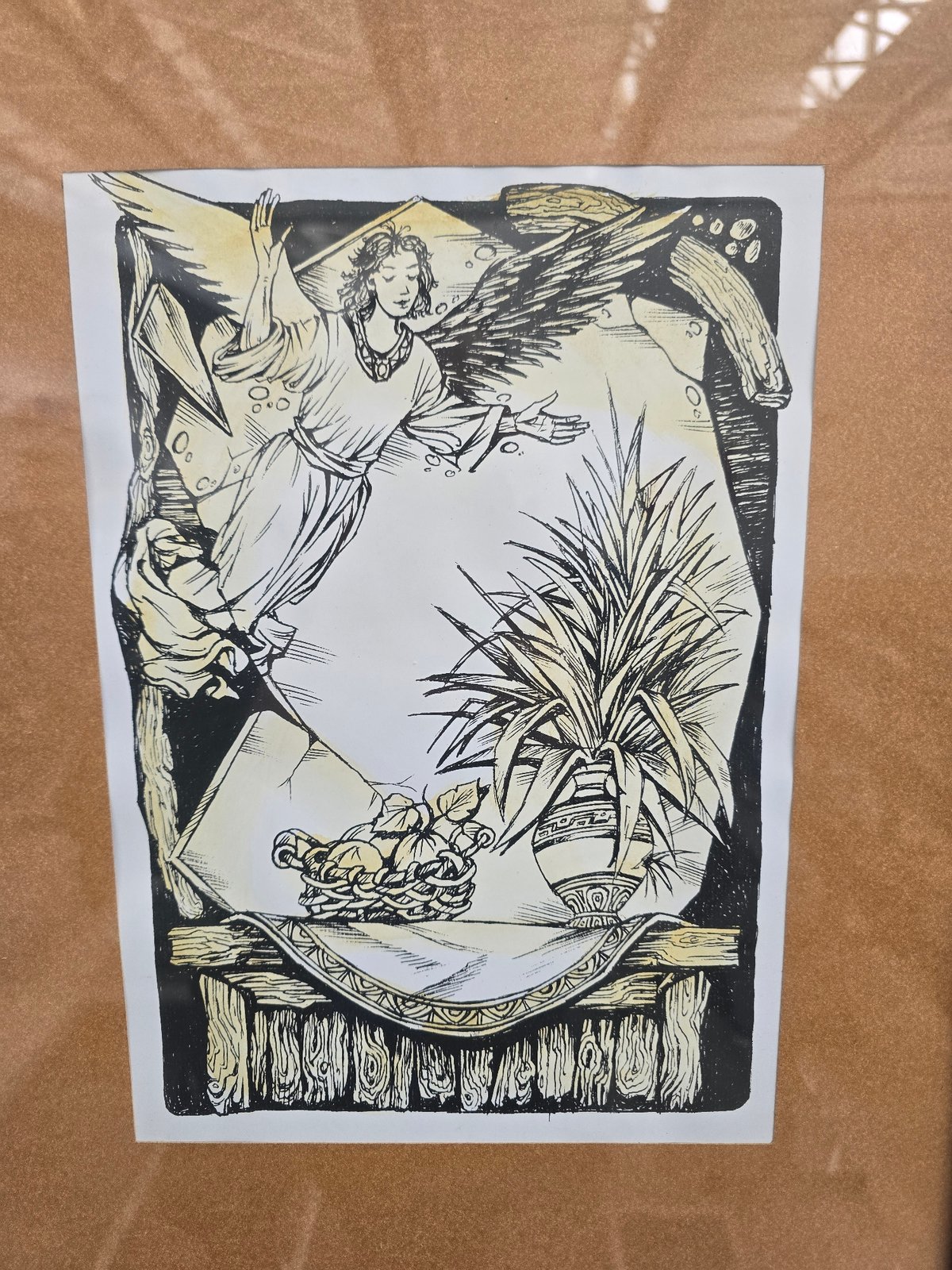 Angel drawing with fruit motifs spotted in Sofia