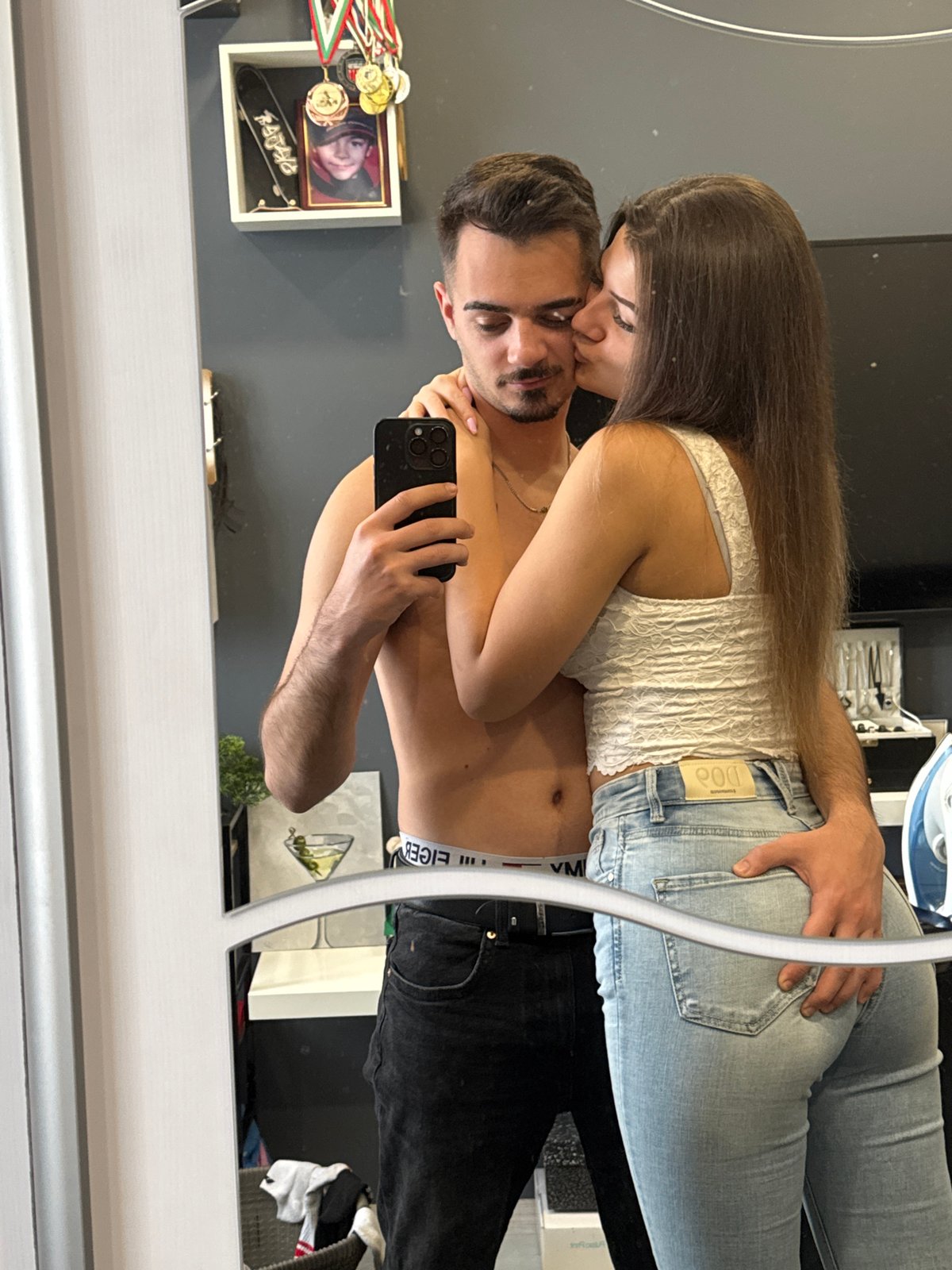 Couple Takes Playful Mirror Selfies in Sofia