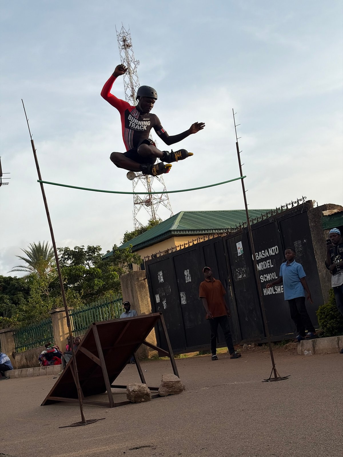 Rollerblade high-jump session on the streets of Jos, Nigeria