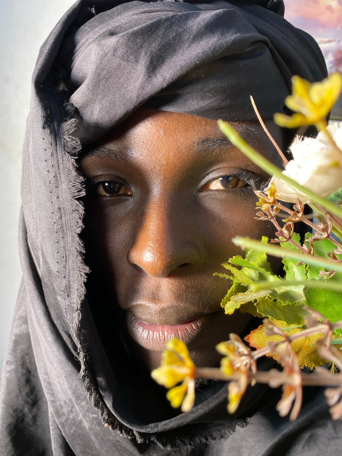 Portrait session with black headscarf in Bukuru, Nigeria