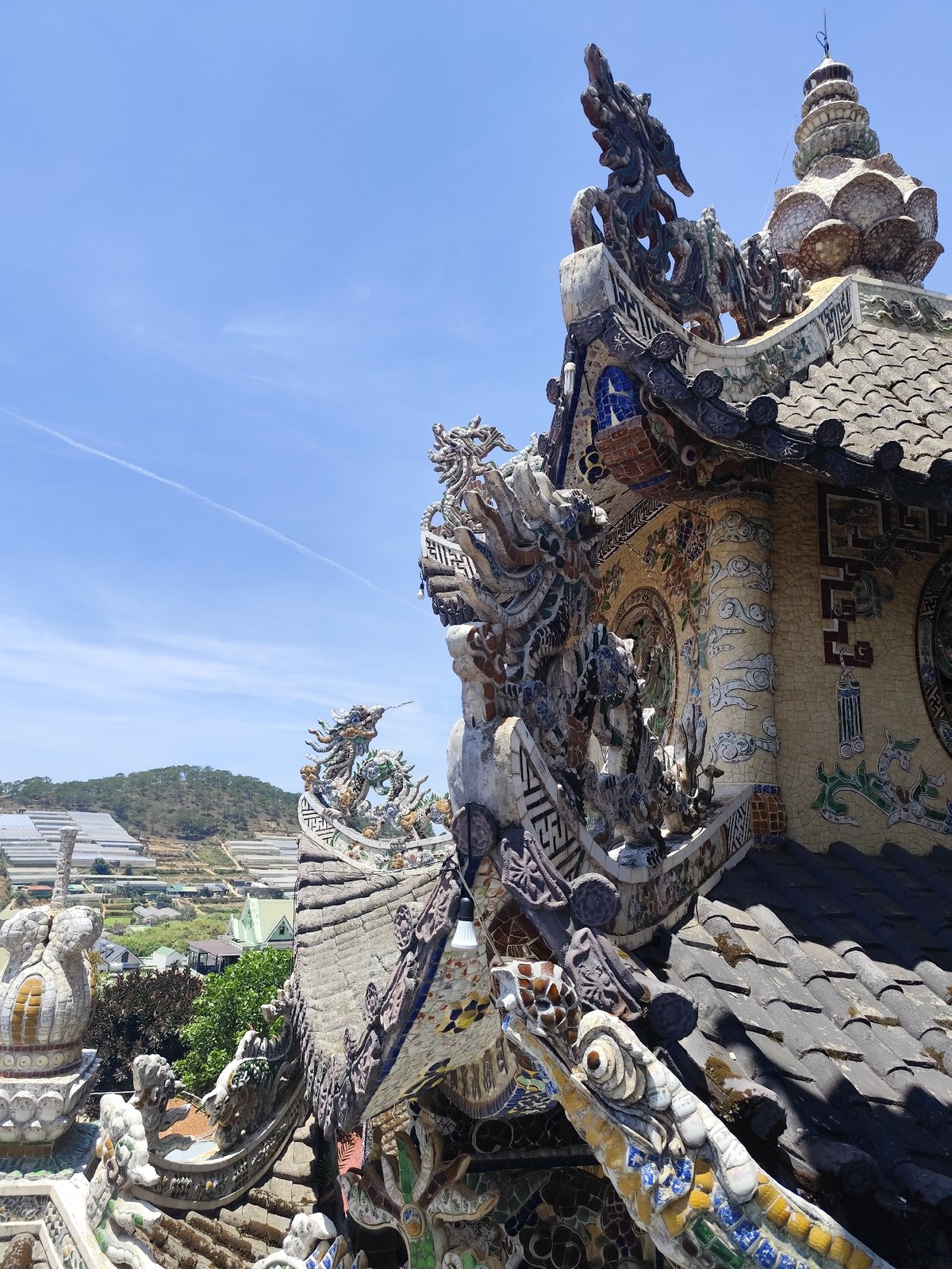 Ornate temple complex with dragons, pagodas documented in Vietnam