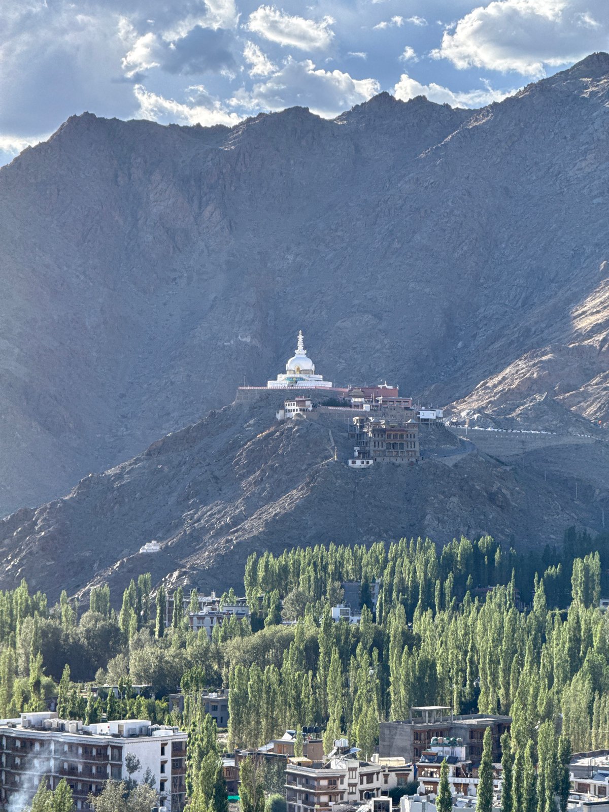 Shanti Stupa overlooks Leh's valley from its hilltop perch