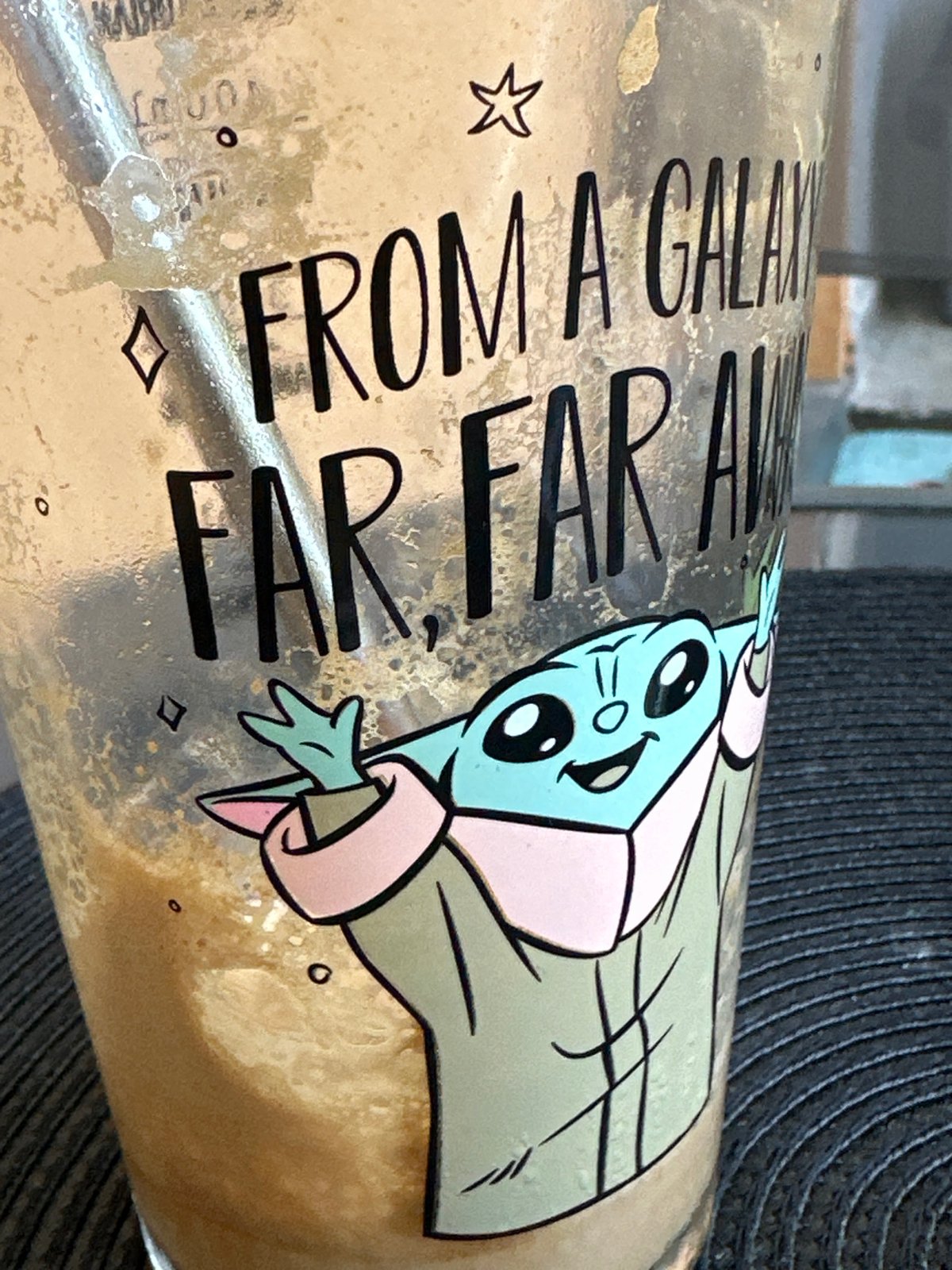Baby Yoda cup spotted with frothy beverage in Bulgaria