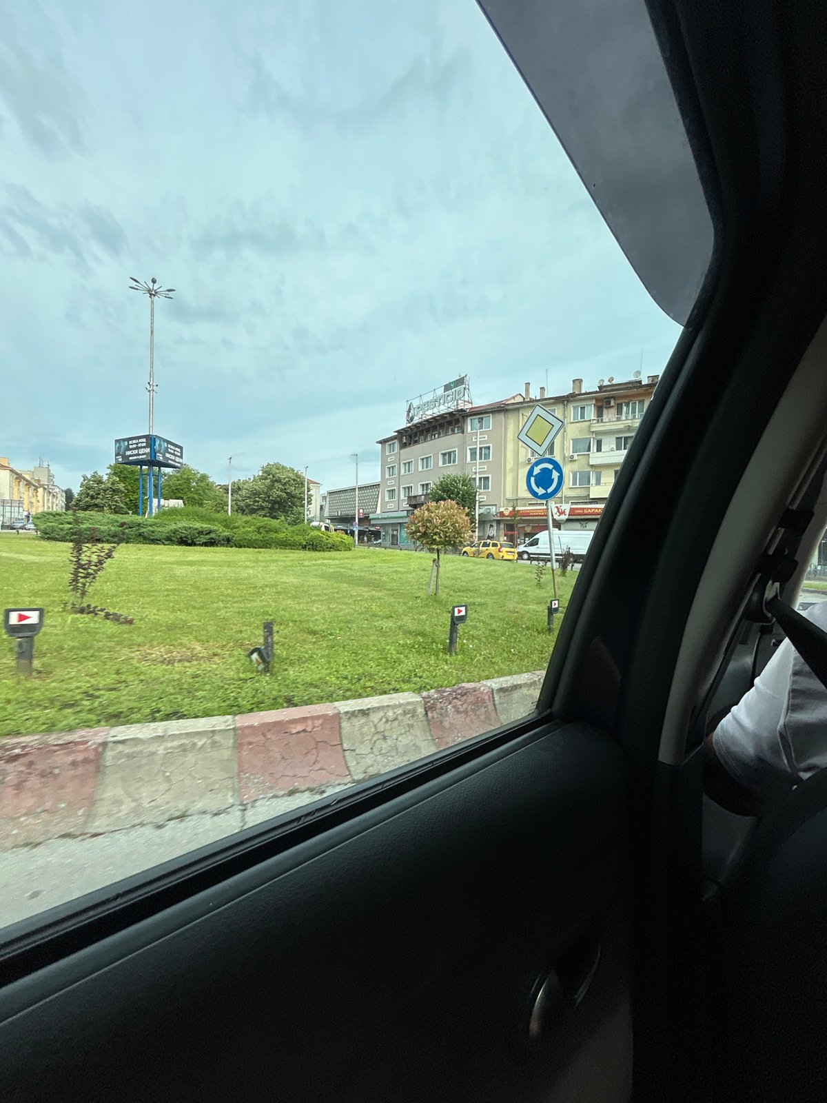 Loaded car navigates Shumen on a busy morning errand