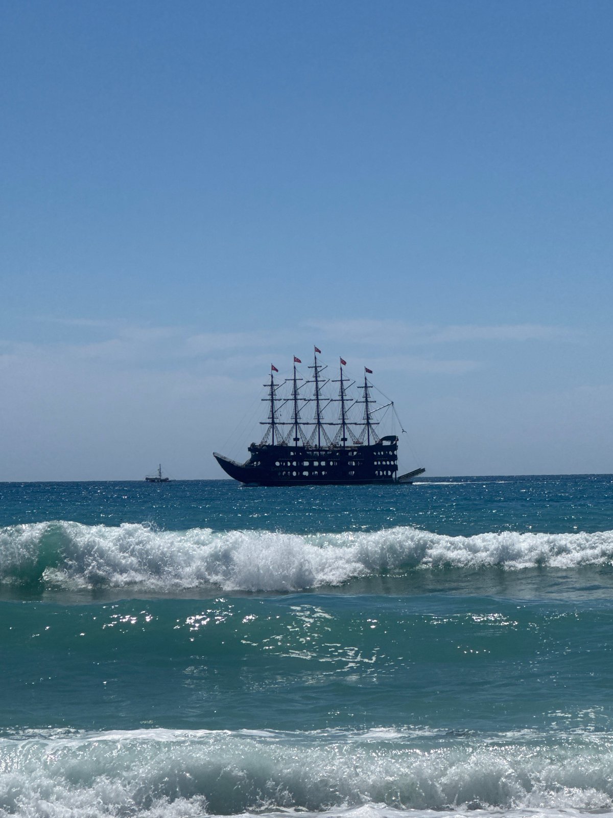 Pirate-themed sailing ship anchors off Alanya coast Friday morning