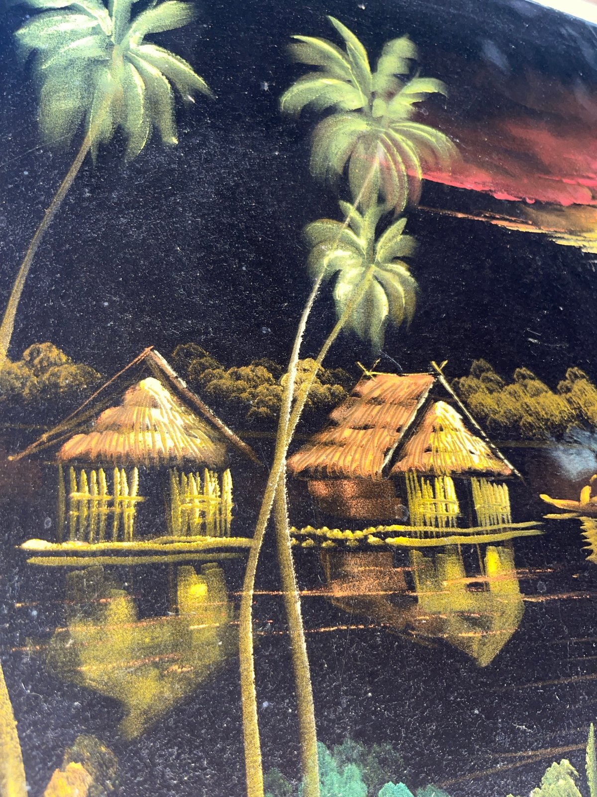 Tropical painting and real trees observed in Tinaquillo