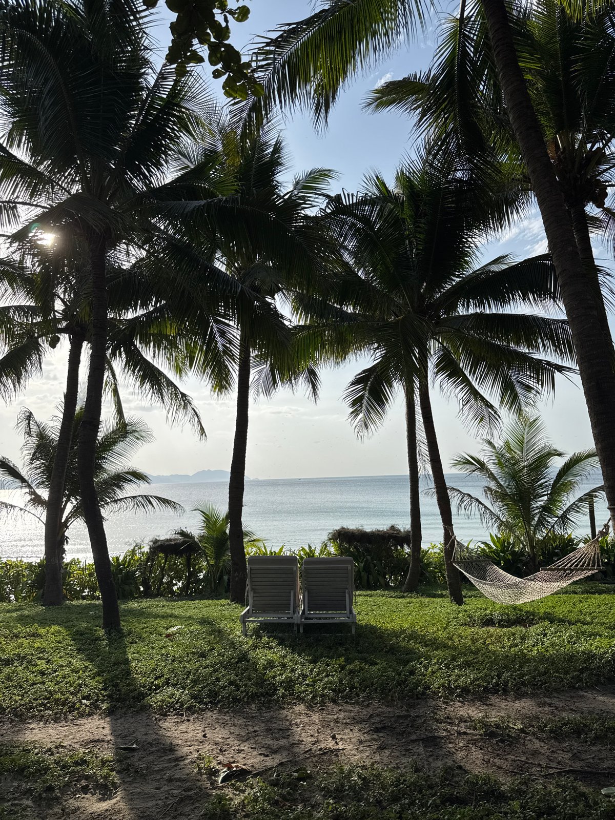 Hammocks, yoga, and ocean views on a Vietnam beach morning