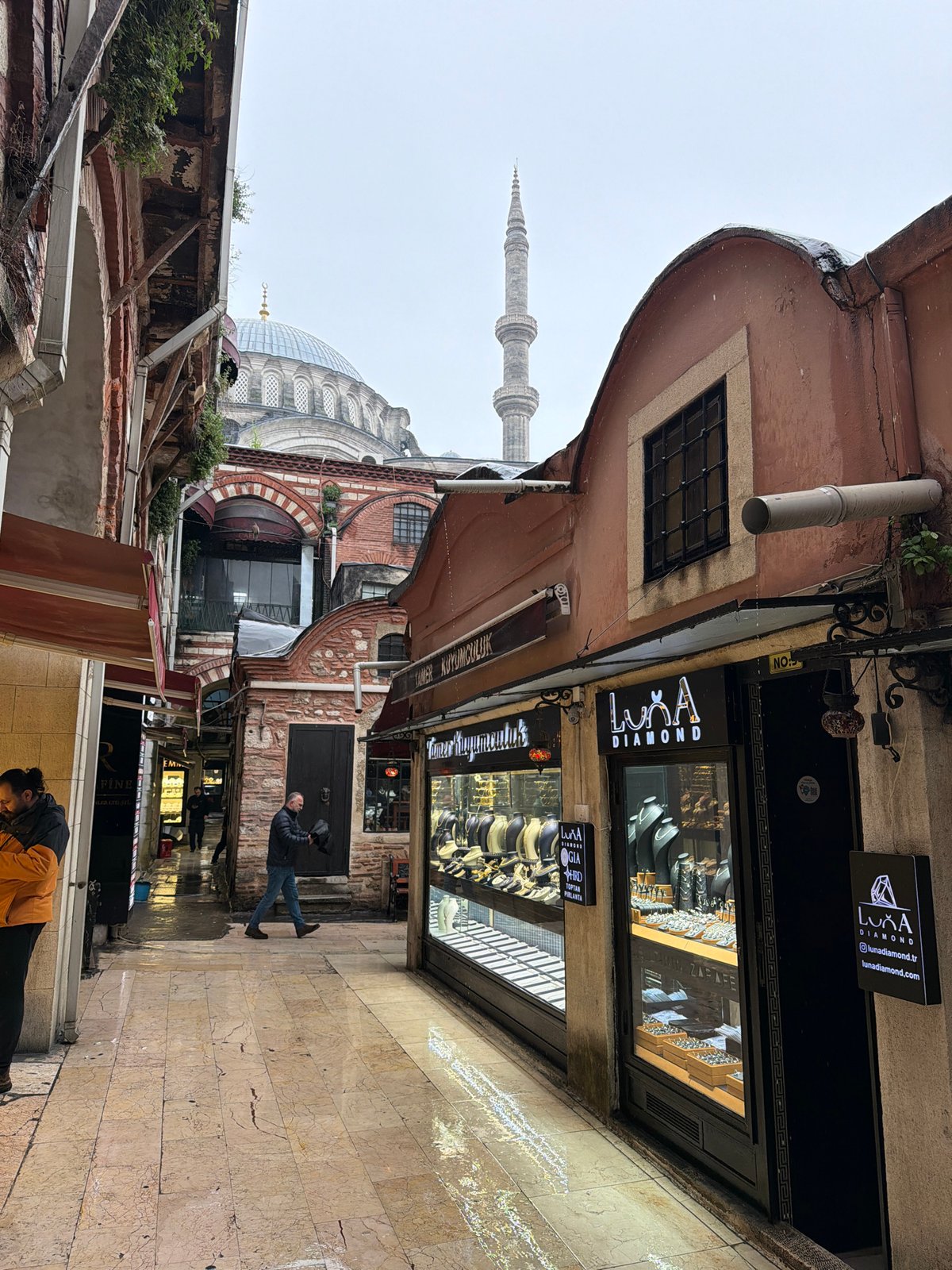 Istanbul street scenes captured during morning snowfall
