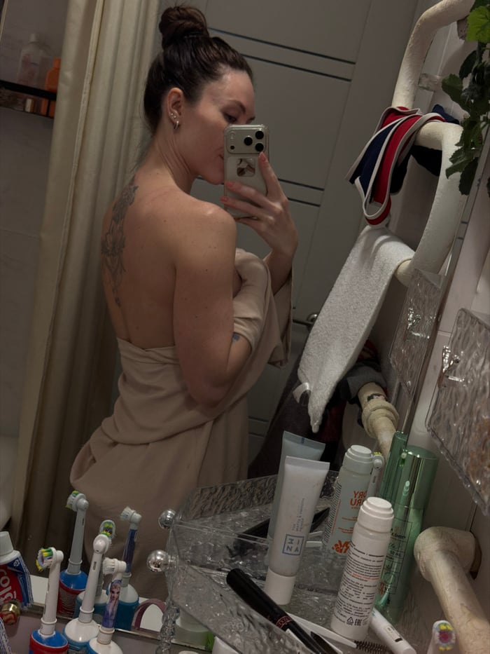Woman's home workout and daily routine documented in Perm
