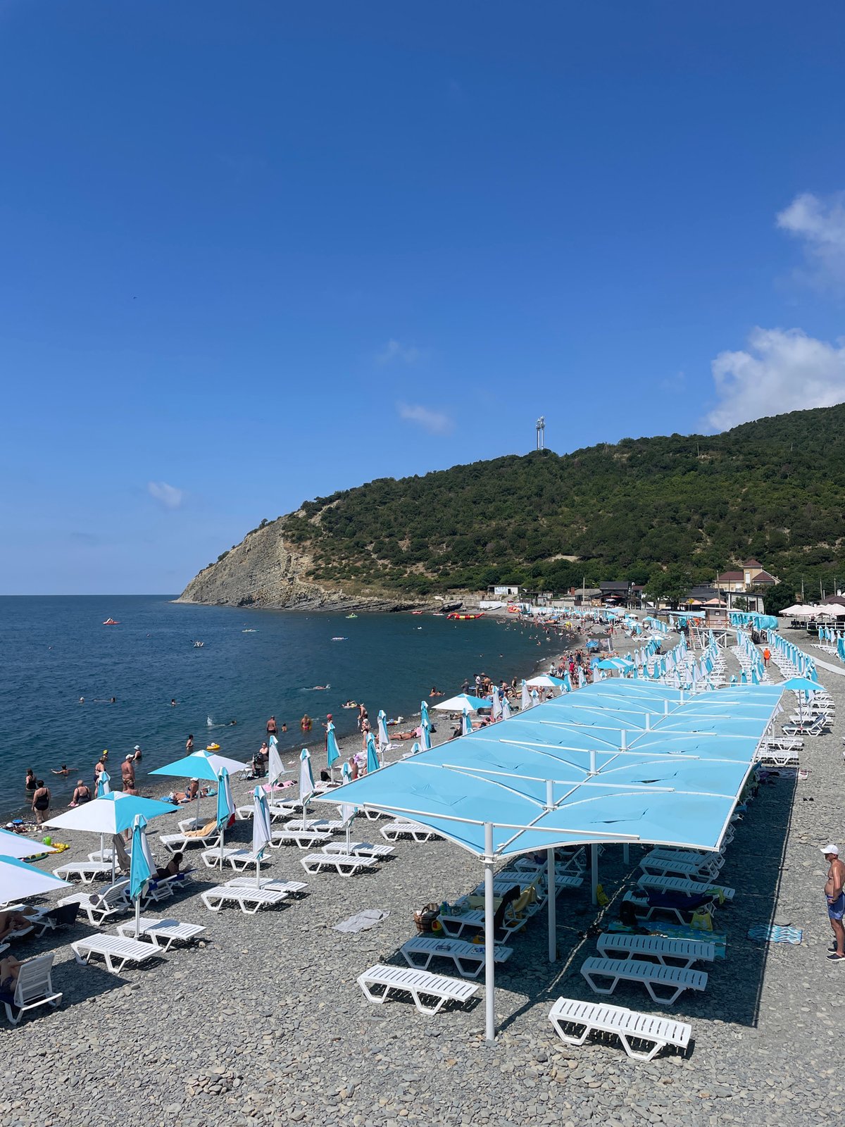 Summer day at Dyurso's Black Sea pebble beach