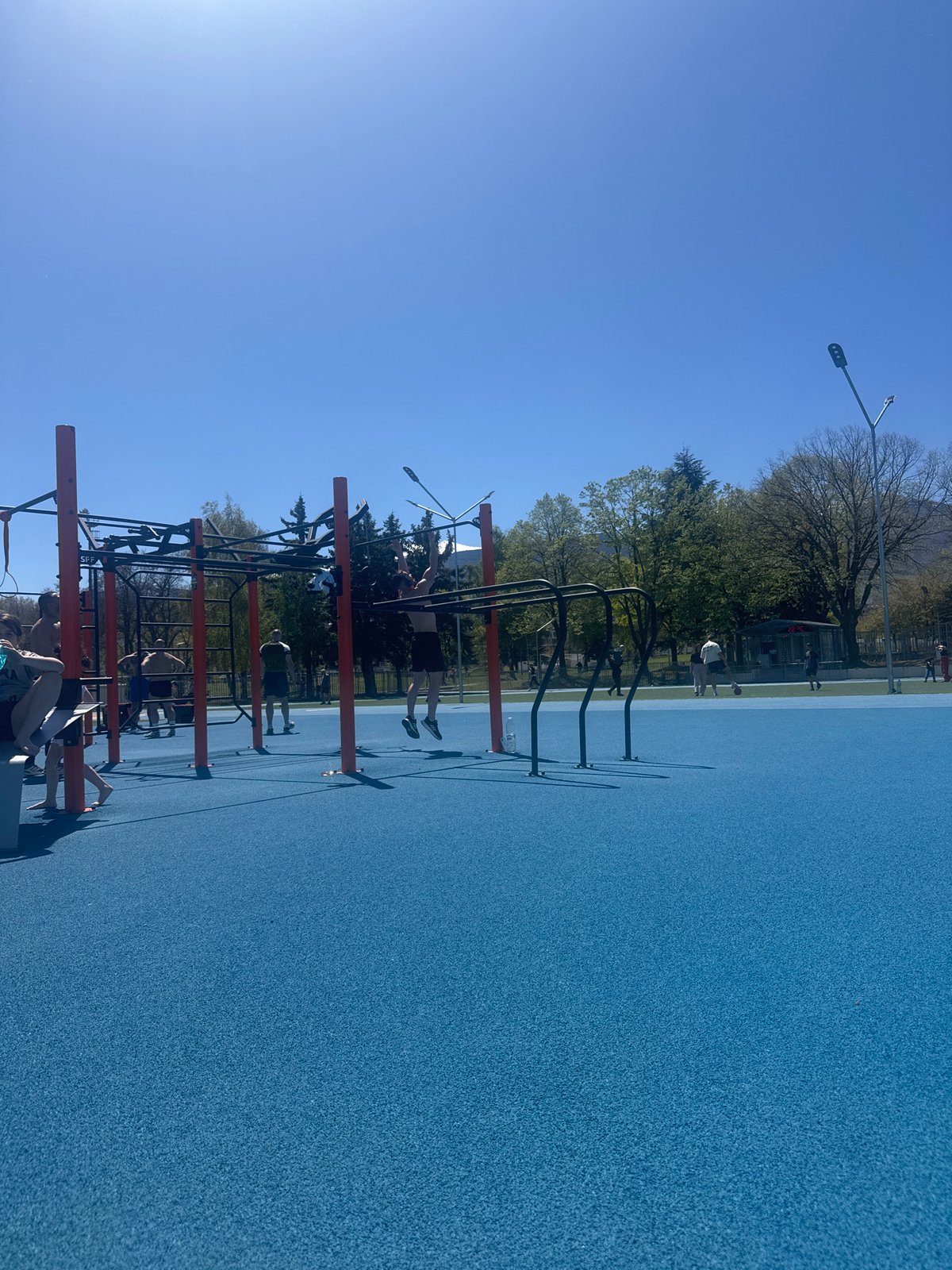 Morning workout session at outdoor gym in Sofia
