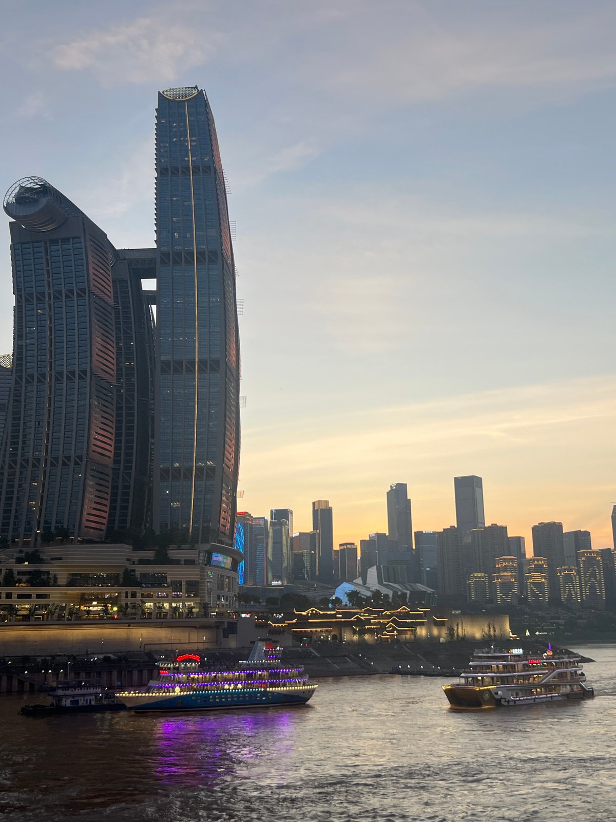 Chongqing's Nan'an waterfront at dusk, Yangtze River views