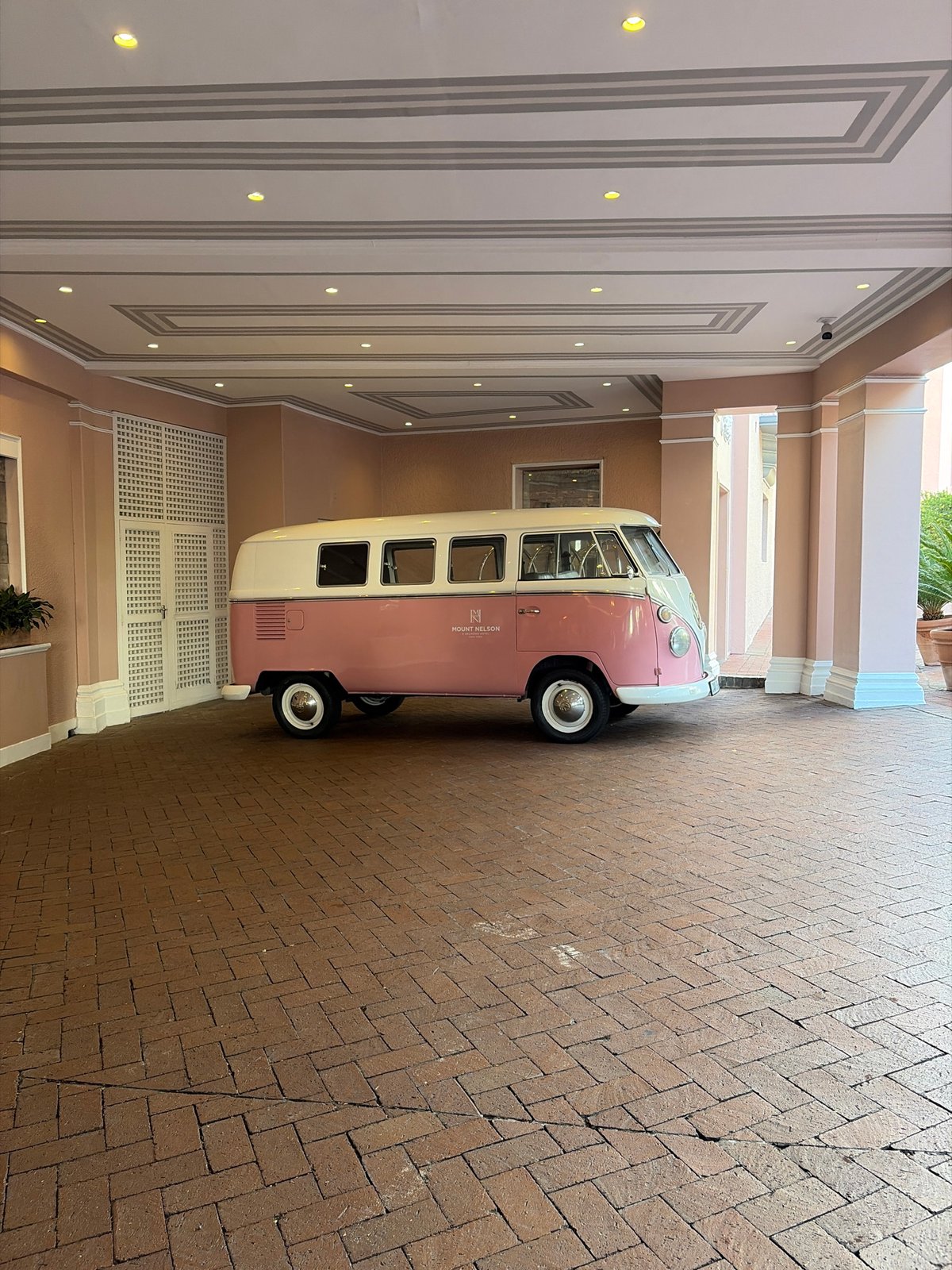Vintage VW van spotted at Mount Nelson Hotel entrance