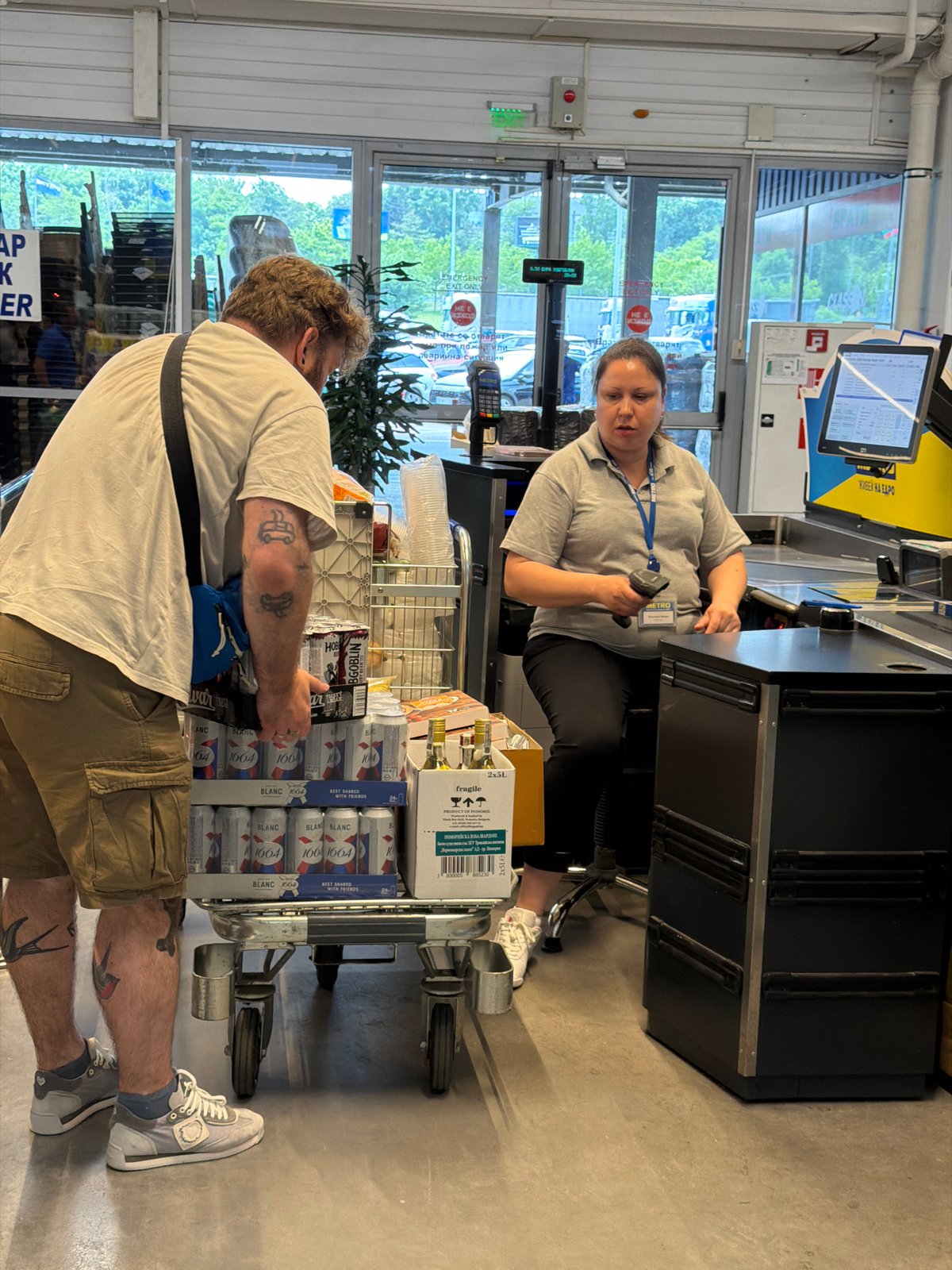 Routine grocery shopping documented at Burgas retail store