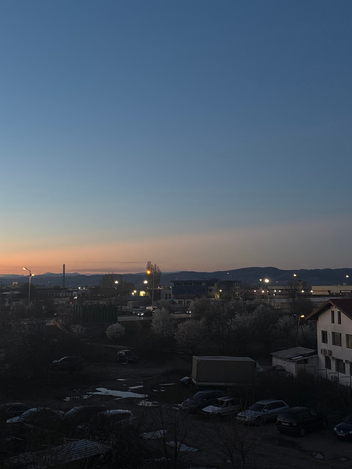 Evening twilight scenes captured across Sofia, Bulgaria
