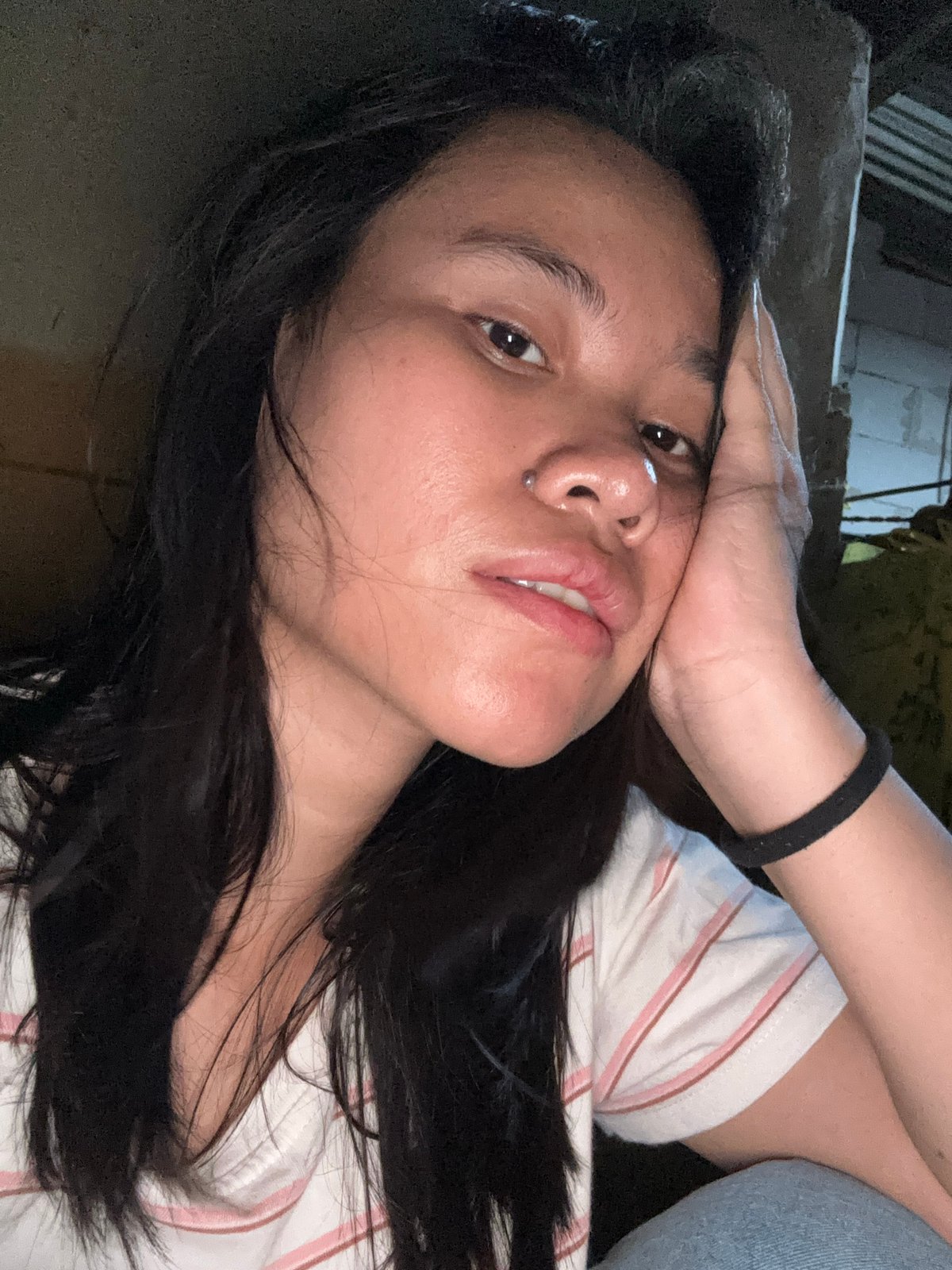 Selfie session in a dim East Jakarta room, various expressions