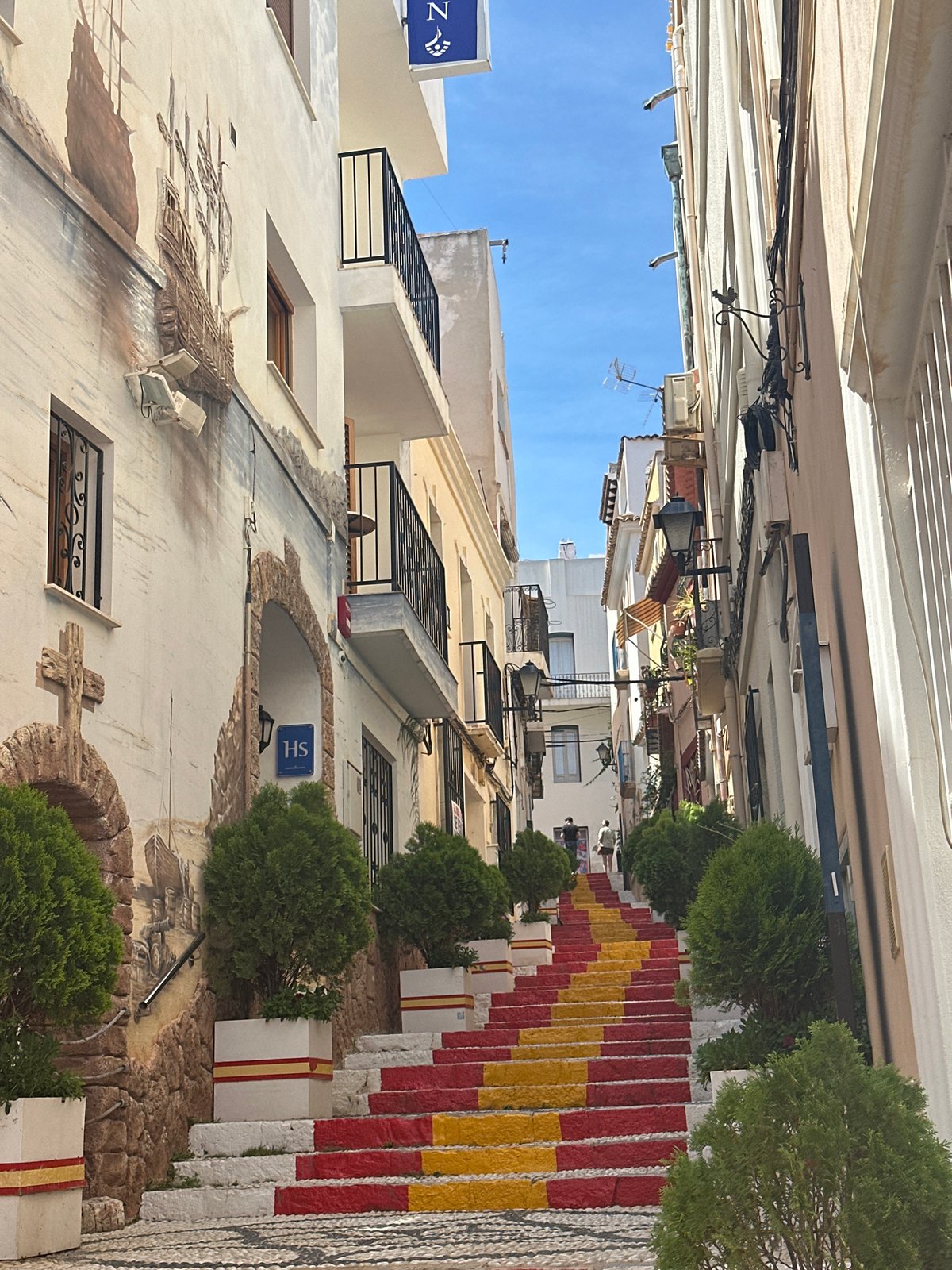 Decorated stairway street documented in Calp, Spain