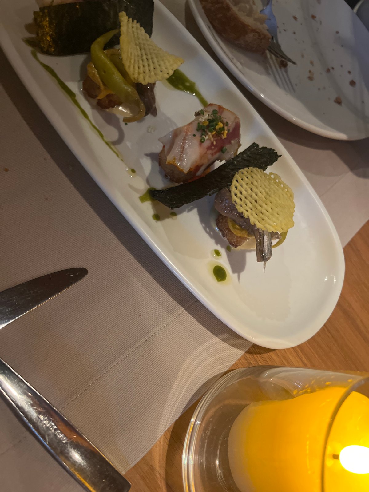Fine dining appetizers served at Madrid restaurant