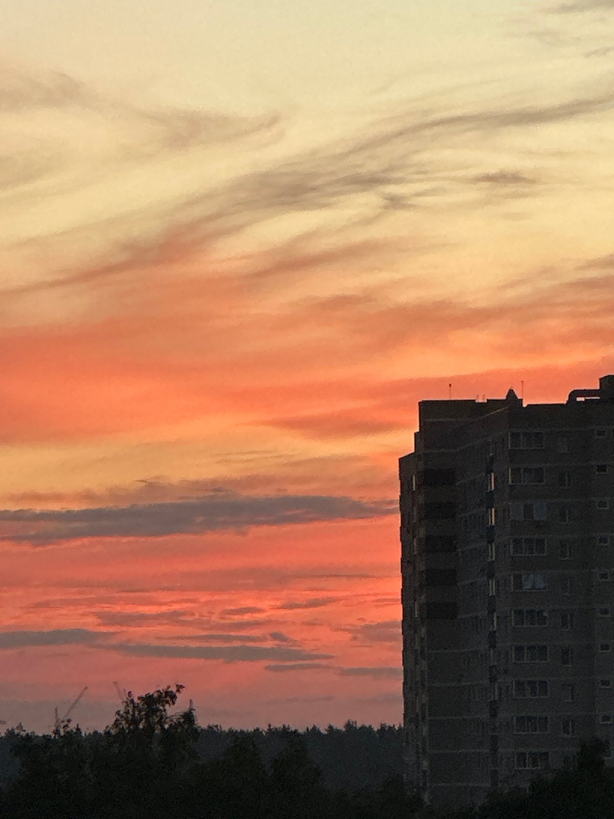 City skyline at golden hour, multiple angles on the same sunset