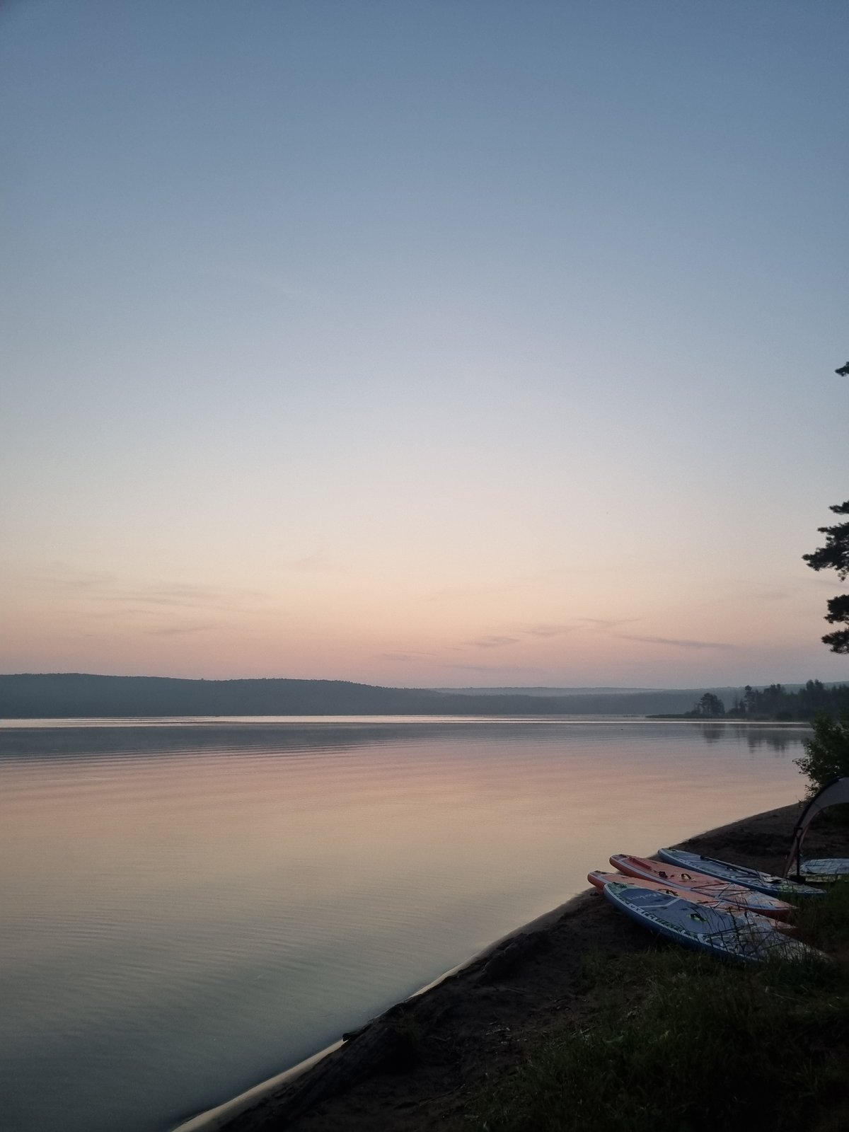 Lakeside camping night near Chaykovsky, Russia