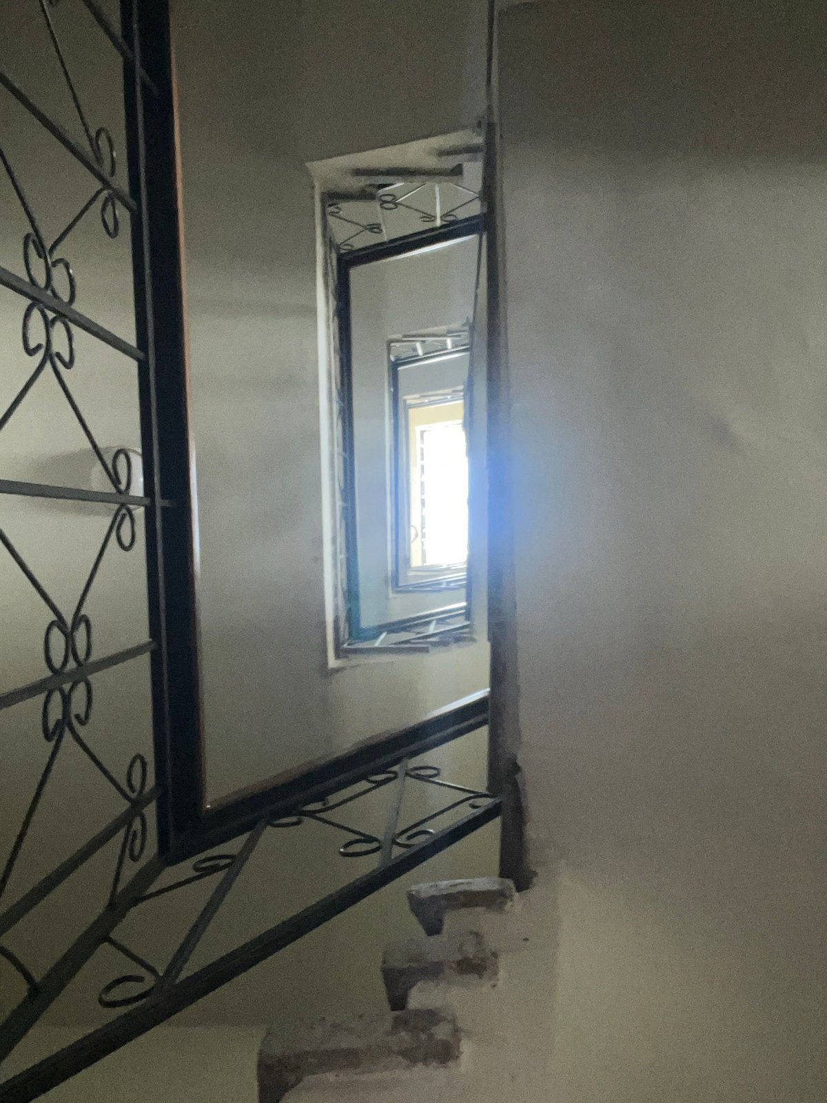 Upward stairwell view captured in Varna, Bulgaria