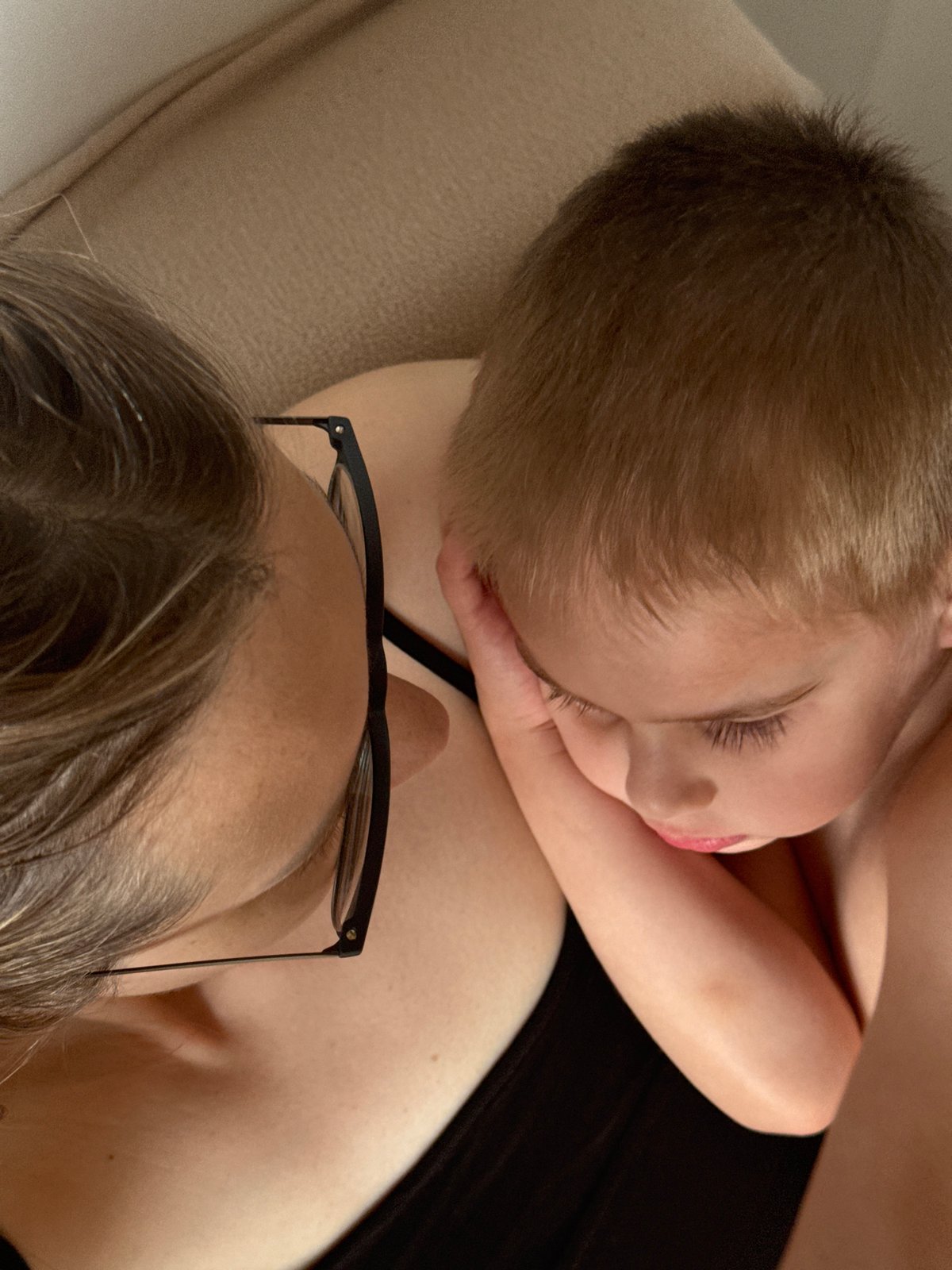 Mother and child share quiet morning moments in Chaikovsky