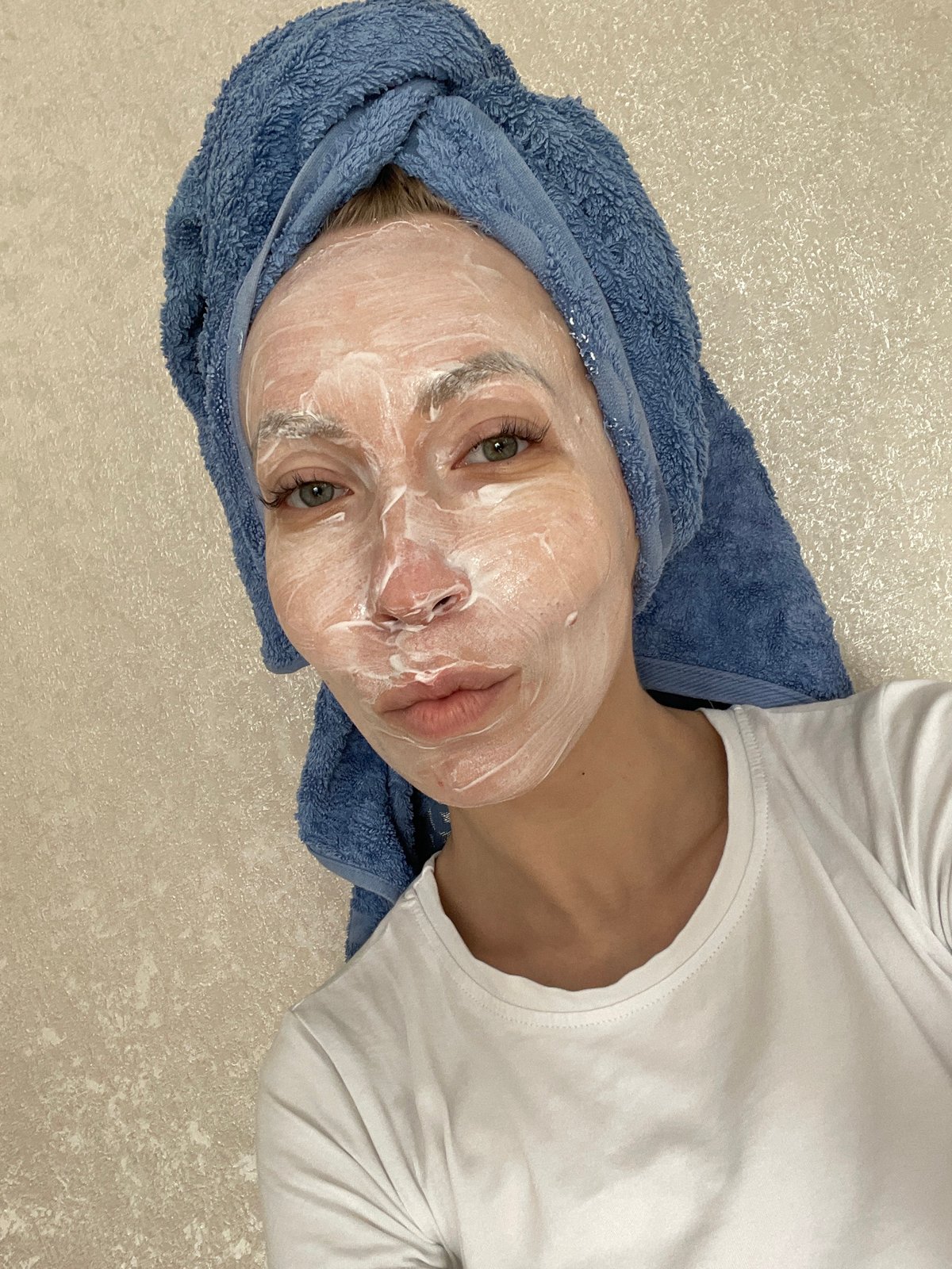 Mother, child share morning skincare routine in Perm home