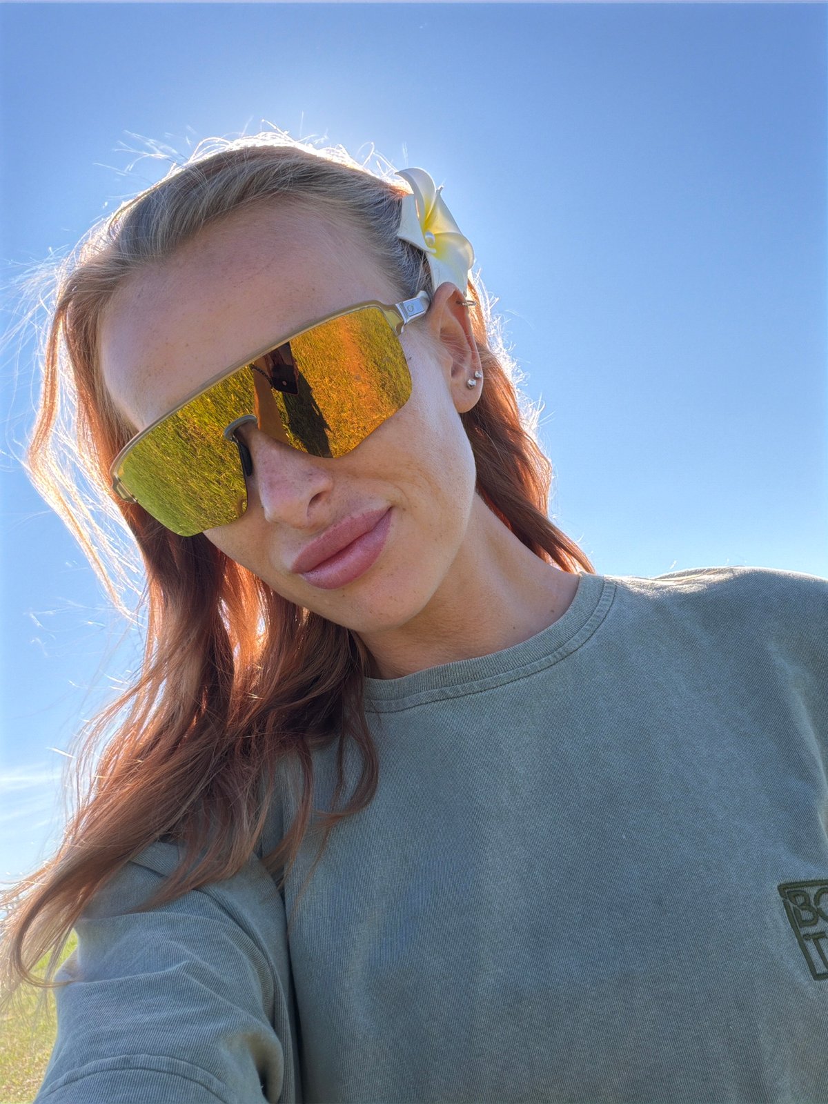 Sunny morning at a remote Russian campsite, selfies and cooking