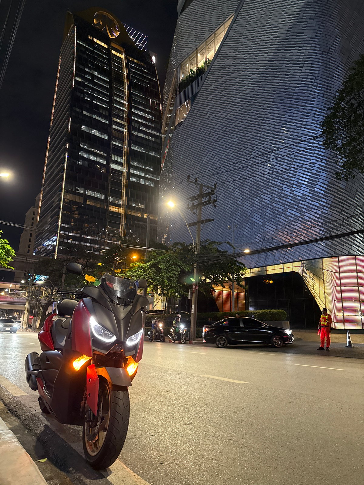 Scooter parked on Bangkok street during afternoon